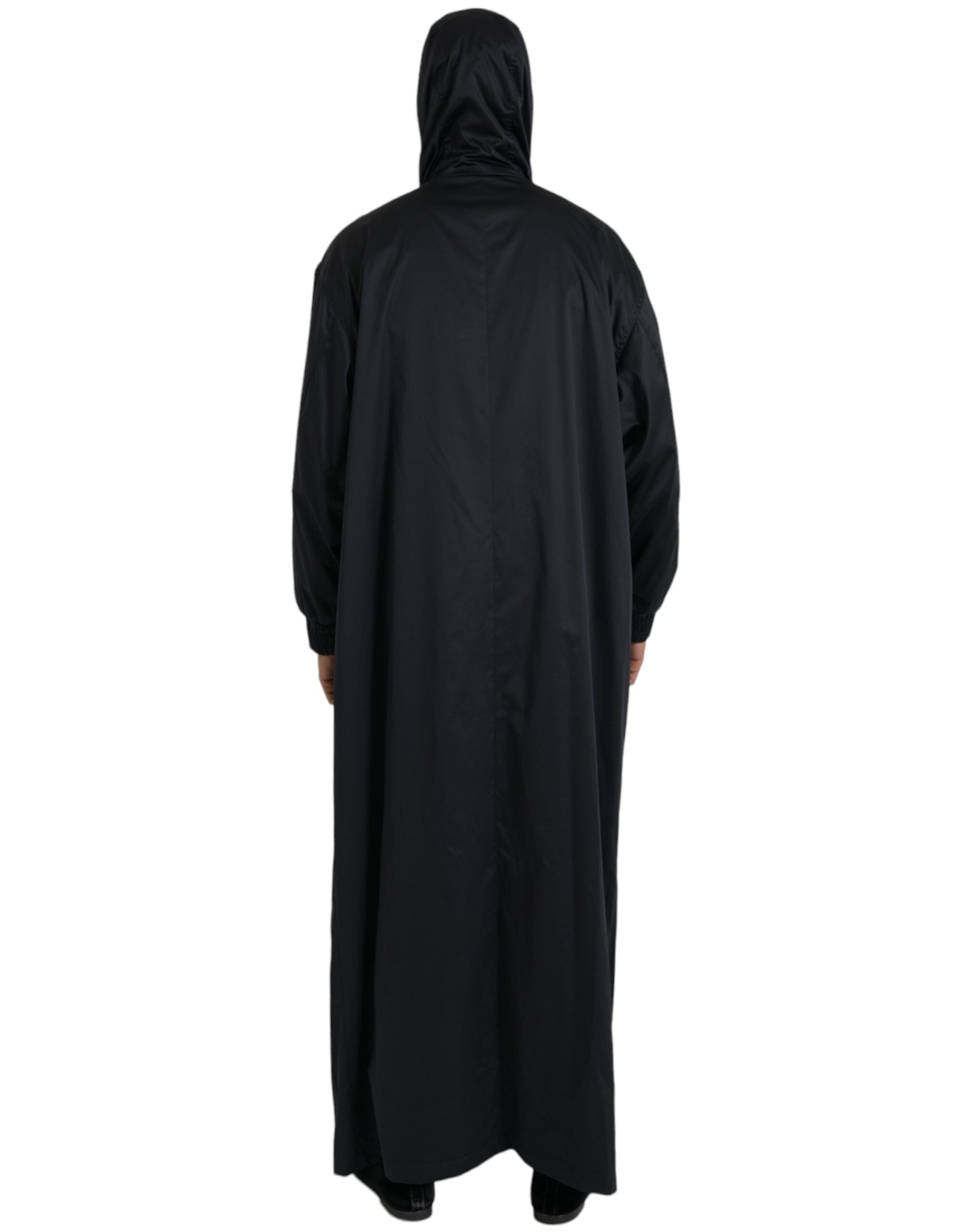 Dolce & Gabbana Black long hooded windbreaker jacket made of polyester-3