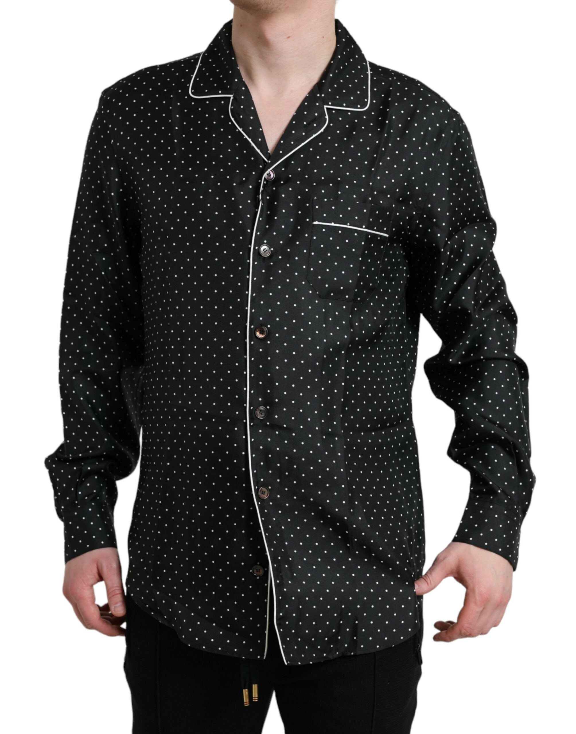 Camisa de manga larga de seda con lunares negros de Dolce & Gabbana-2