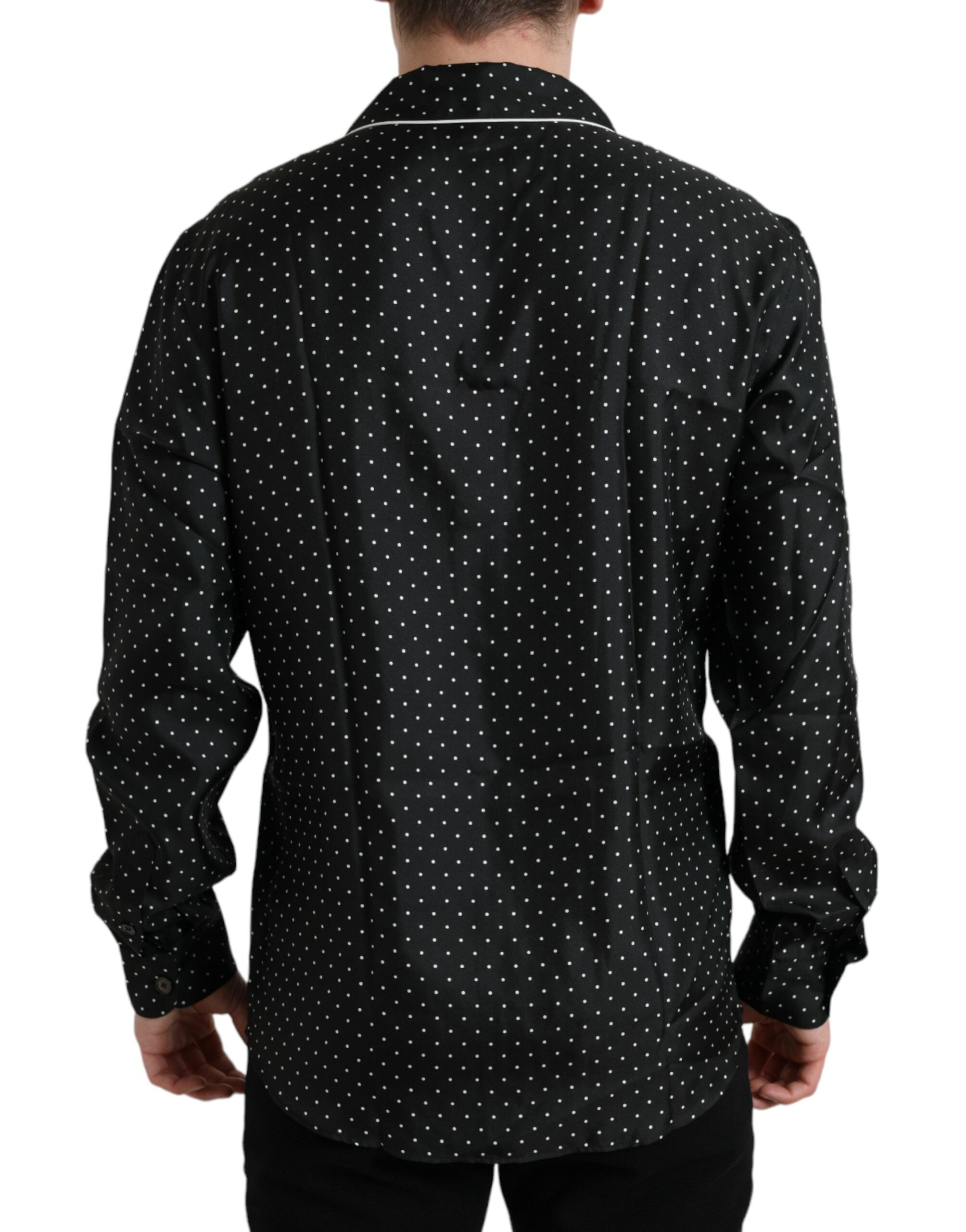 Camisa de manga larga de seda con lunares negros de Dolce & Gabbana-3