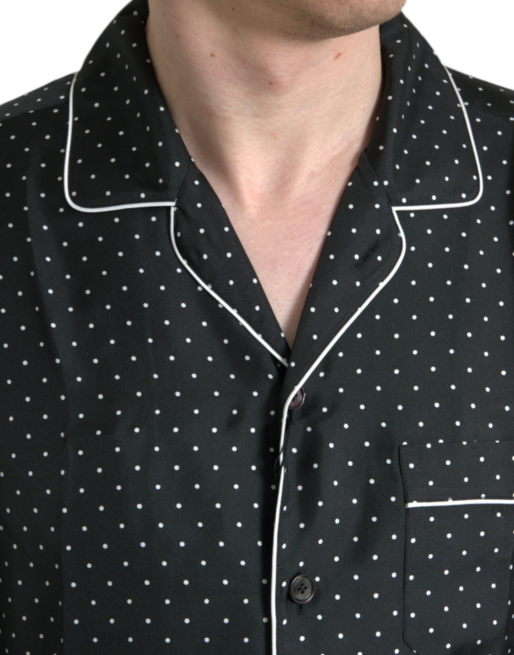 Camisa de manga larga de seda con lunares negros de Dolce & Gabbana-4
