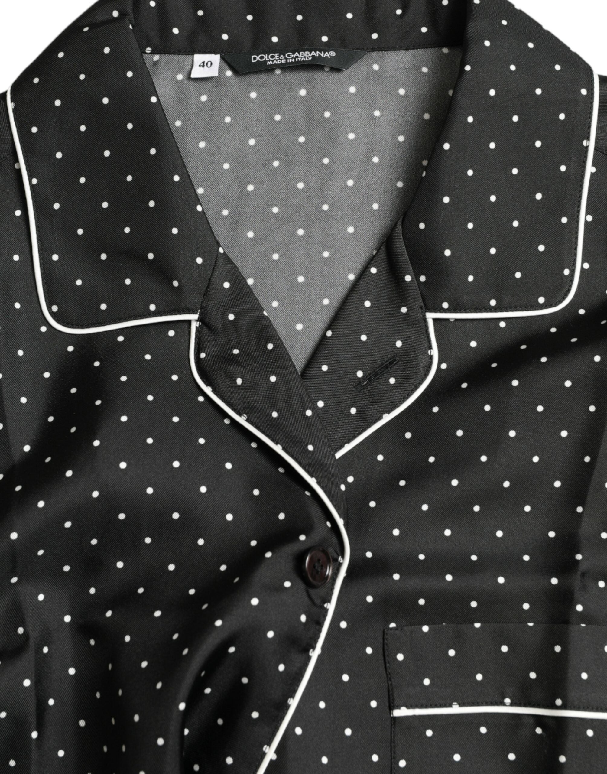 Camisa de manga larga de seda con lunares negros de Dolce & Gabbana-6