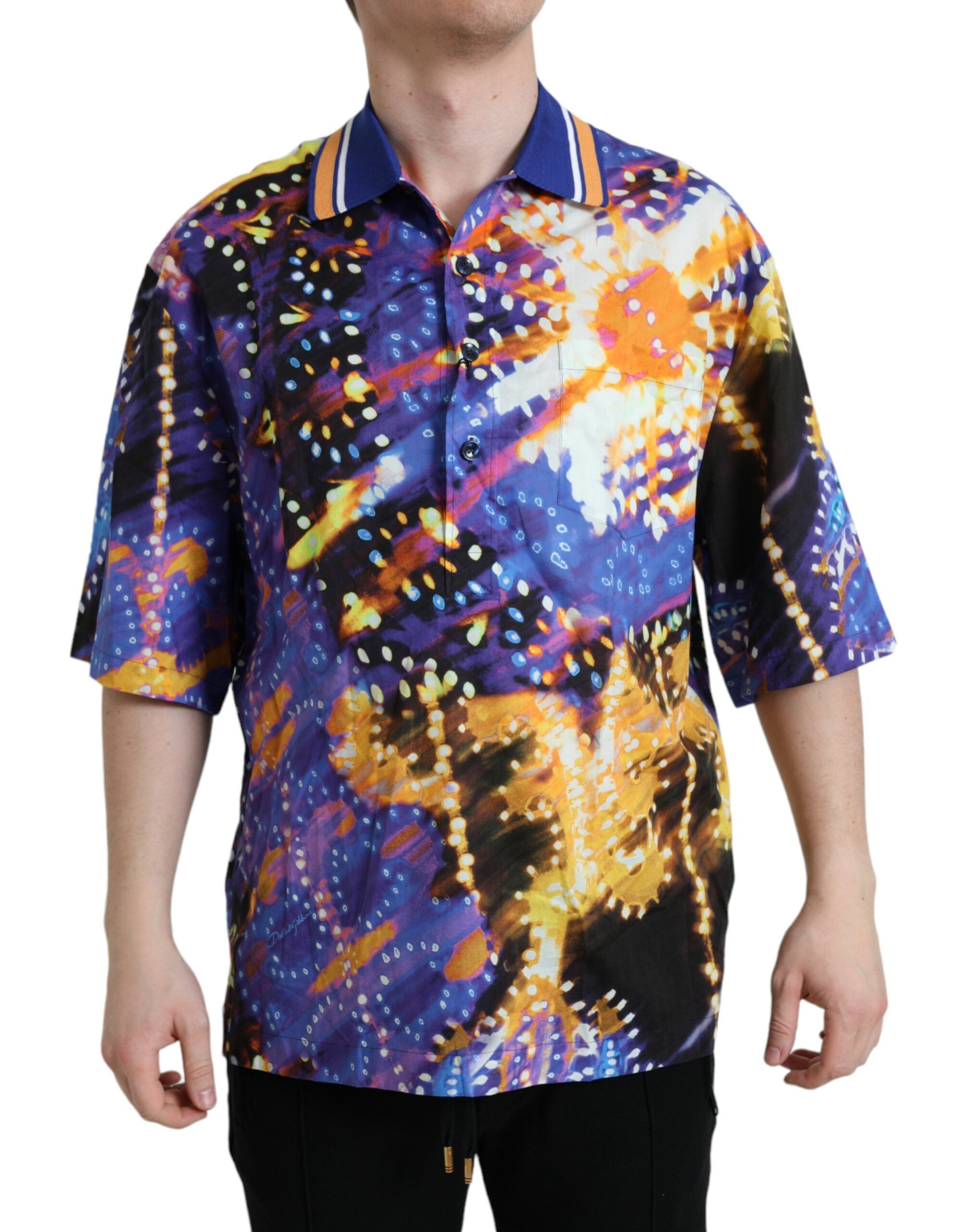 Dolce & Gabbana Multicolor Luminarie Print Cotton Casual Shirt-1