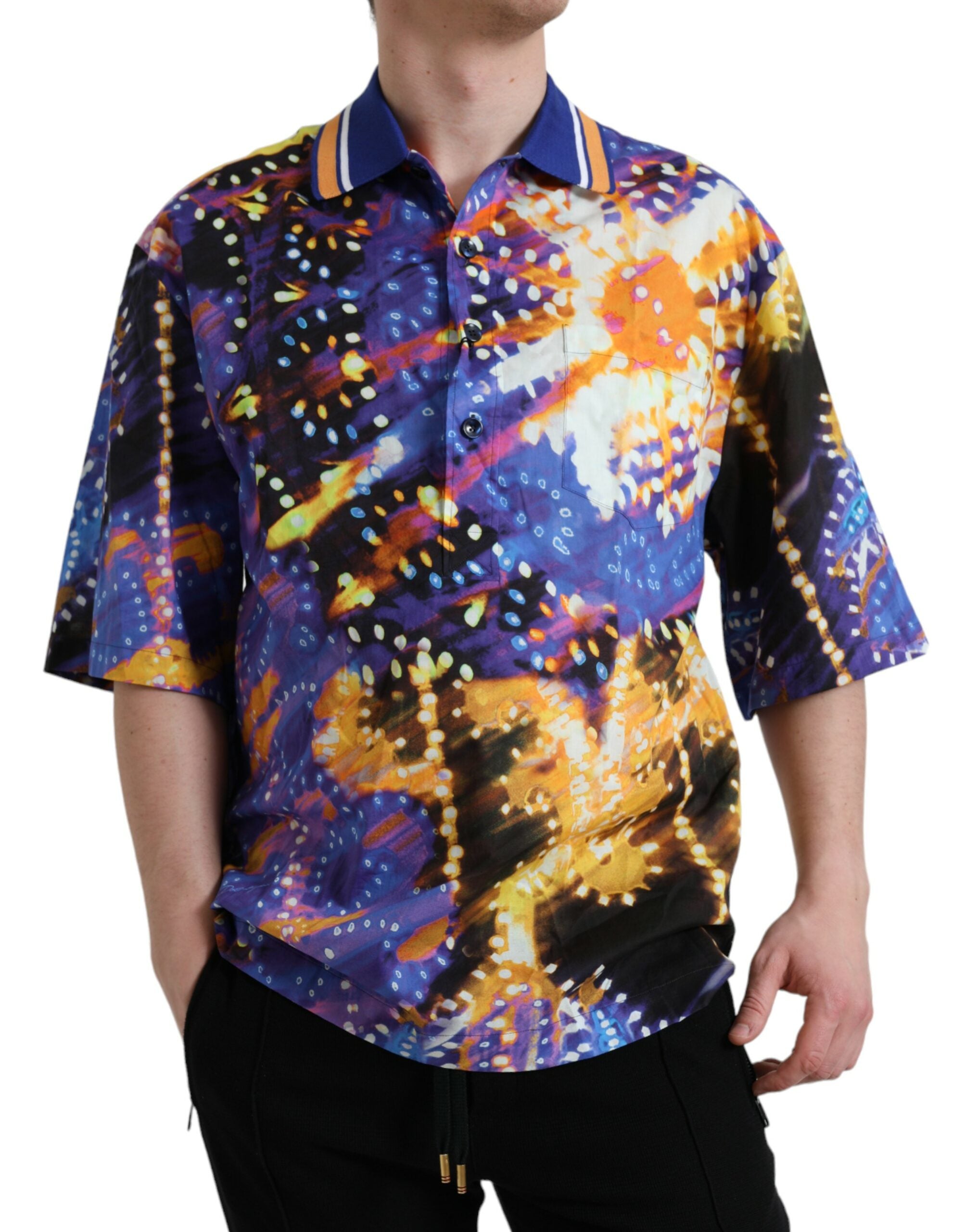 Dolce & Gabbana Multicolor Luminarie Print Cotton Casual Shirt-3