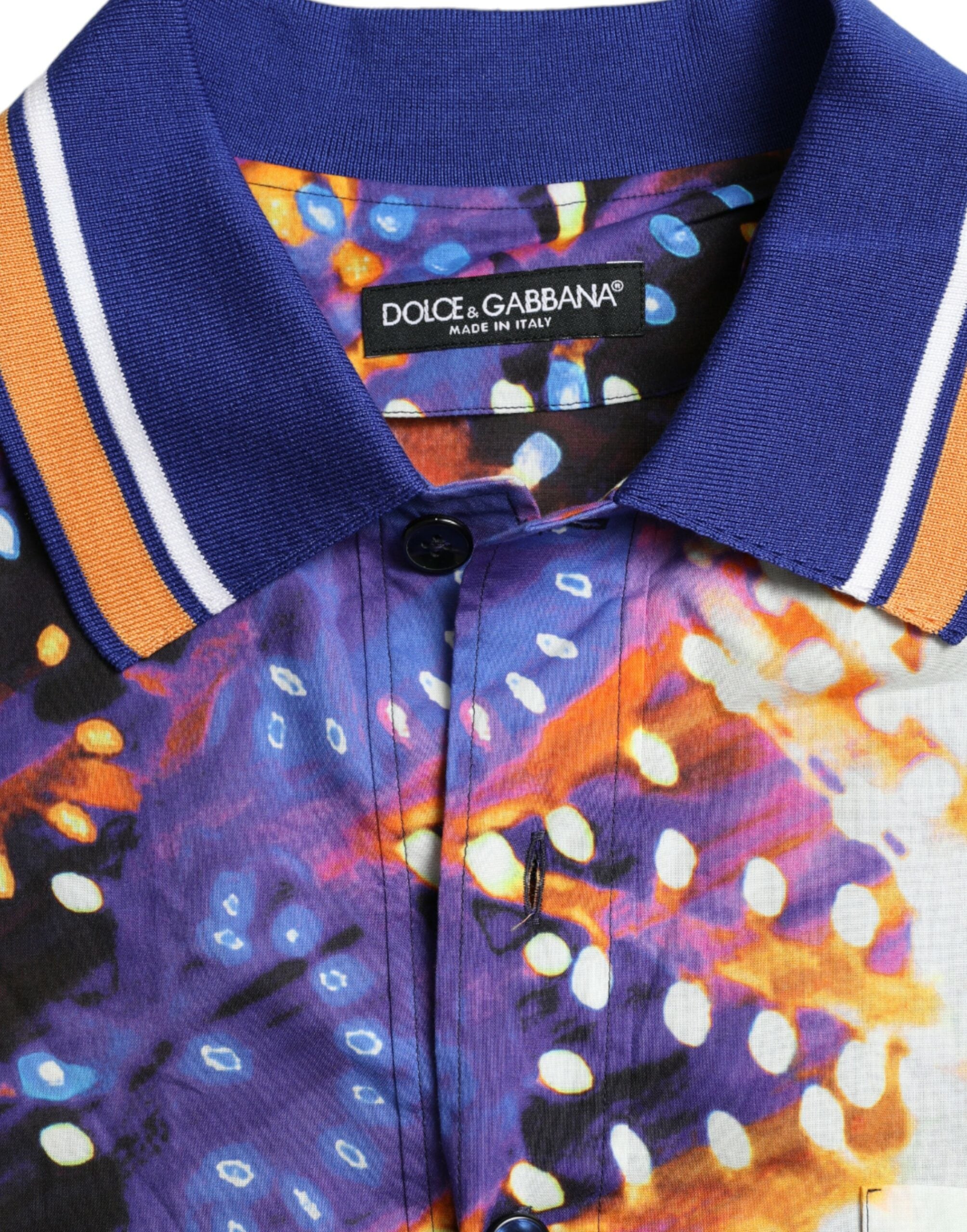 Dolce & Gabbana Multicolor Luminarie Print Cotton Casual Shirt-6