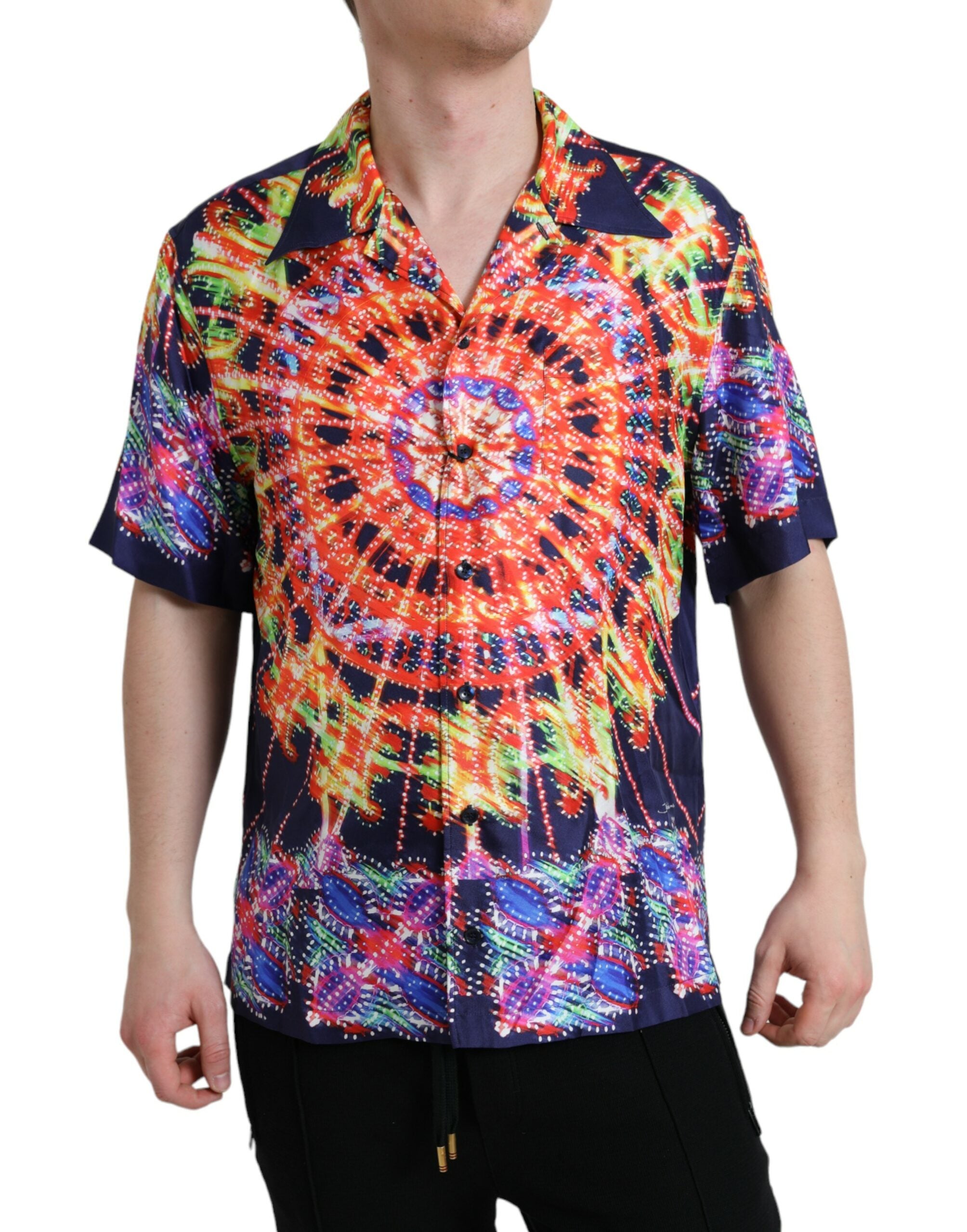 Dolce & Gabbana Multicolor Luminarie Seide Freizeithemd-1