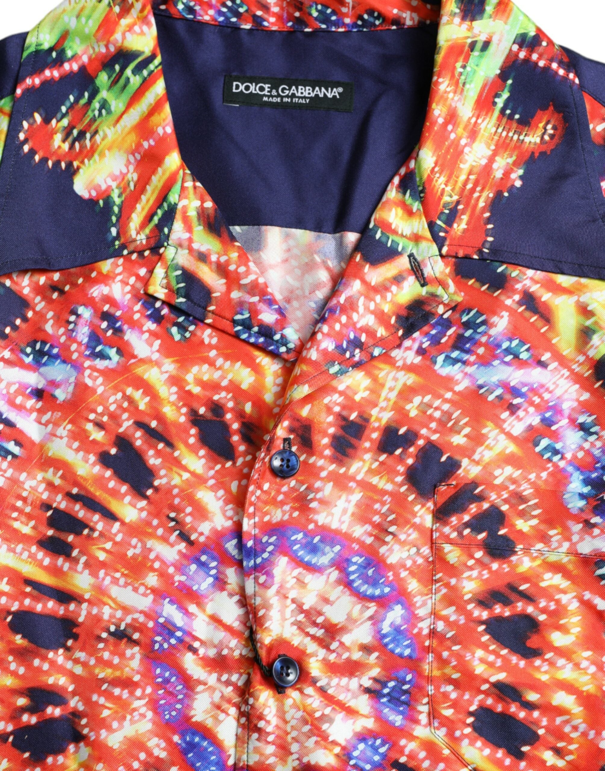 Dolce & Gabbana Multicolor Luminarie Seide Freizeithemd-7