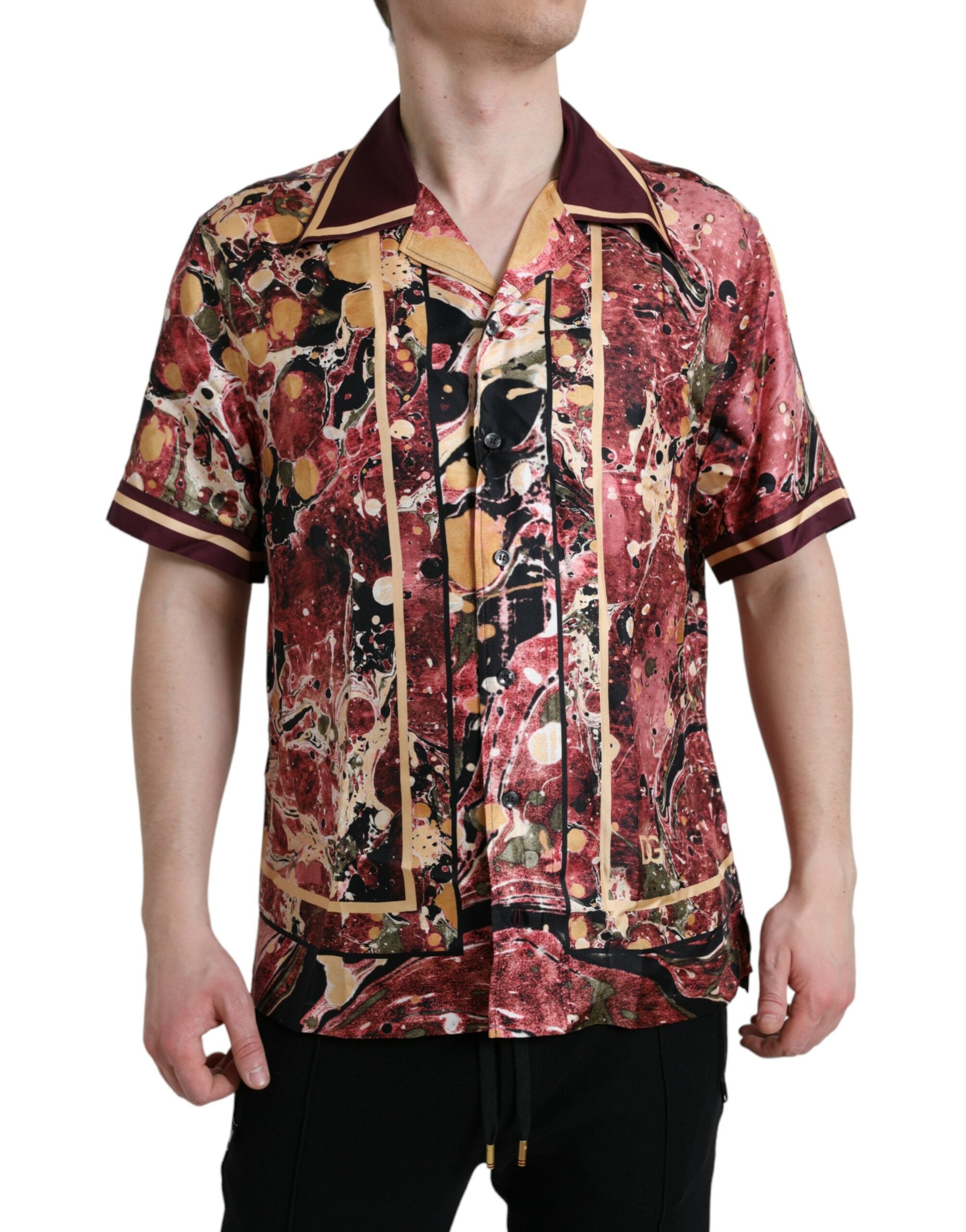 Dolce & Gabbana Multicolor Button Down Seidenhemd-1