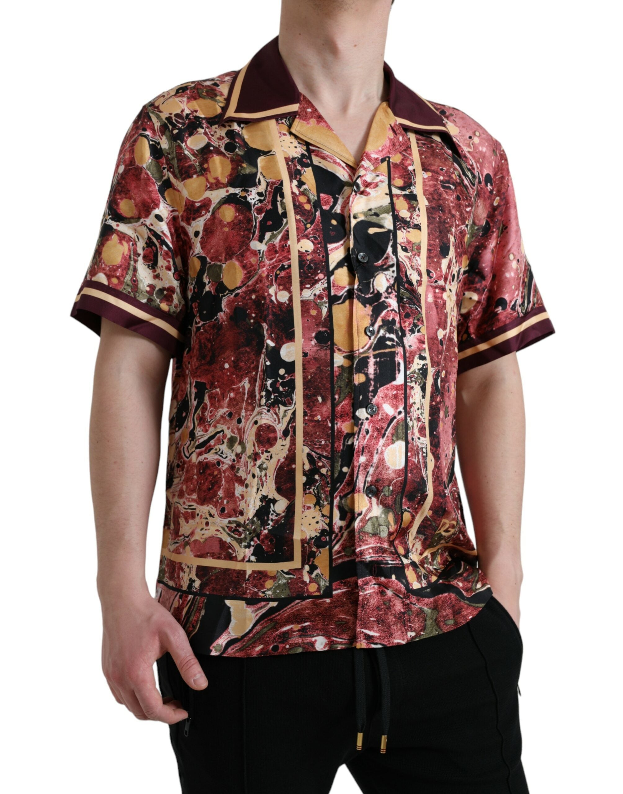 Dolce & Gabbana Multicolor Button Down Seidenhemd-3