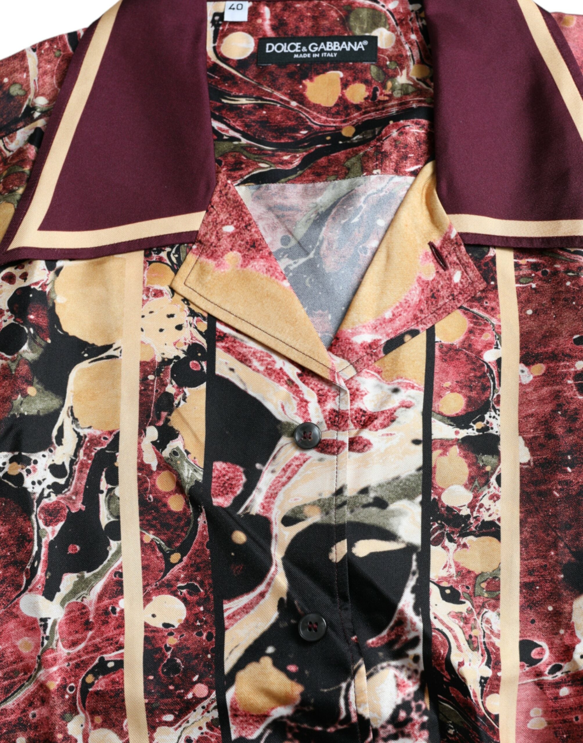 Dolce & Gabbana Multicolor Button Down Seidenhemd-5