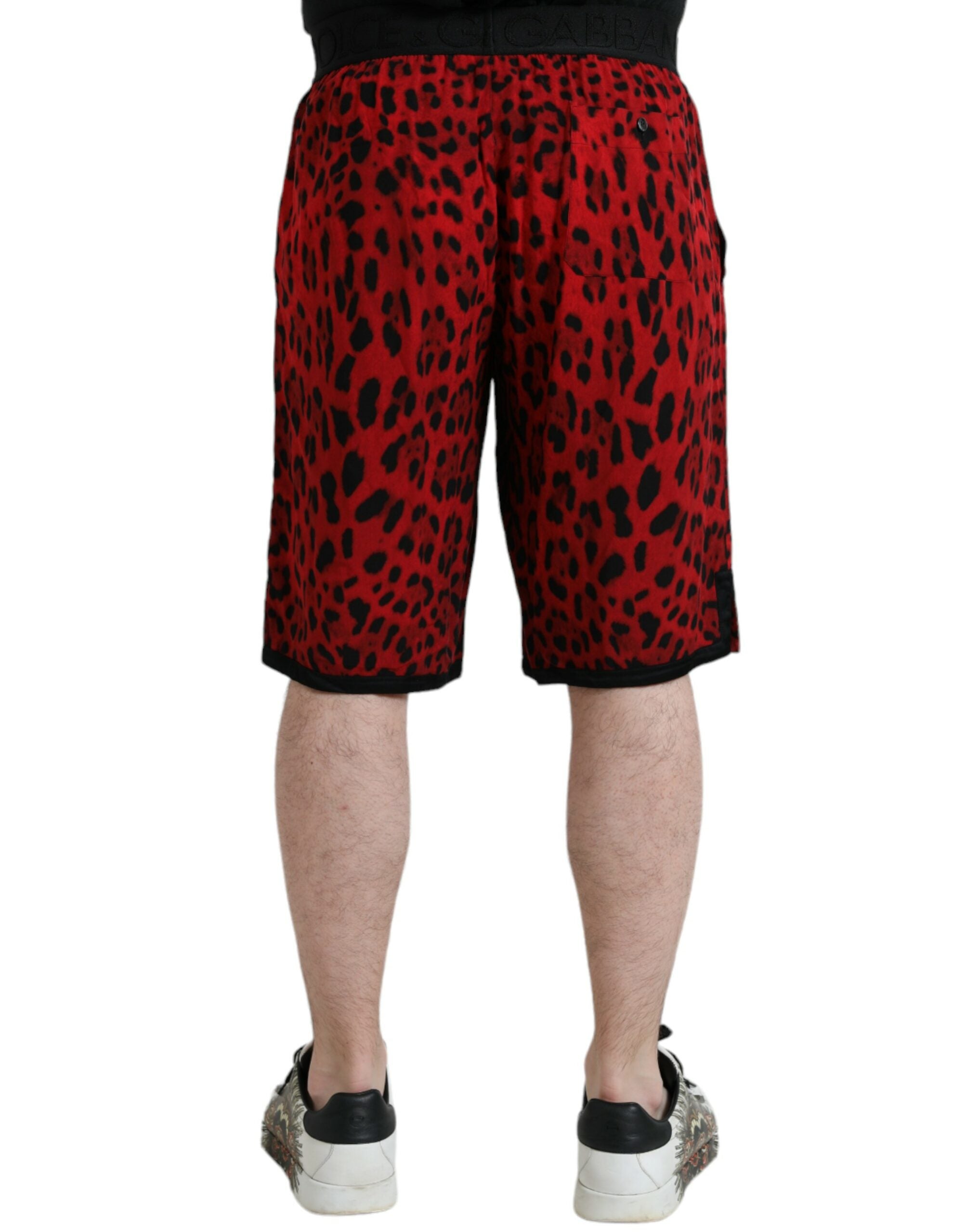 Dolce & Gabbana Rote Bermudashorts mit Leopardenmuster aus Viskose-2