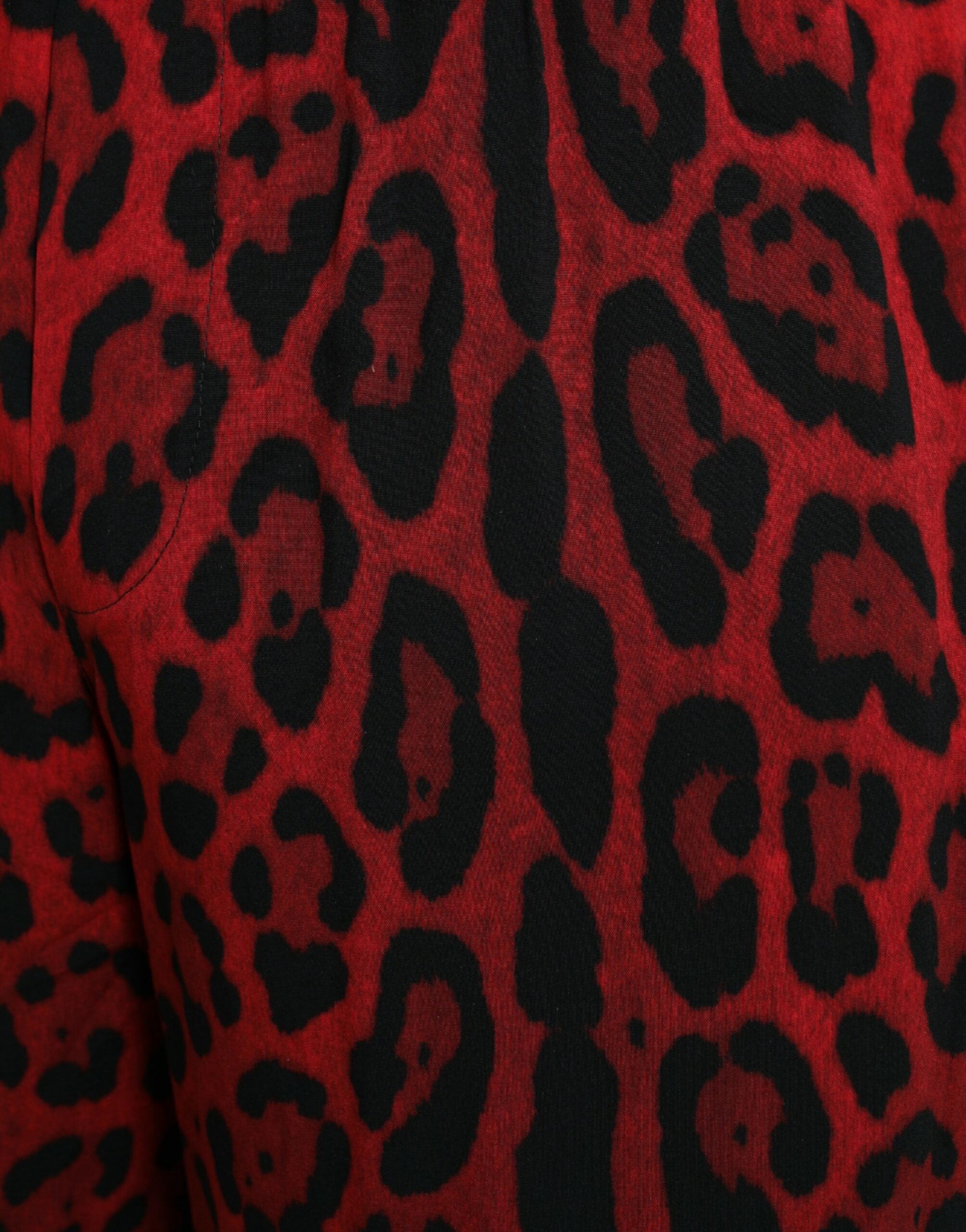 Dolce & Gabbana Rote Bermudashorts mit Leopardenmuster aus Viskose-4