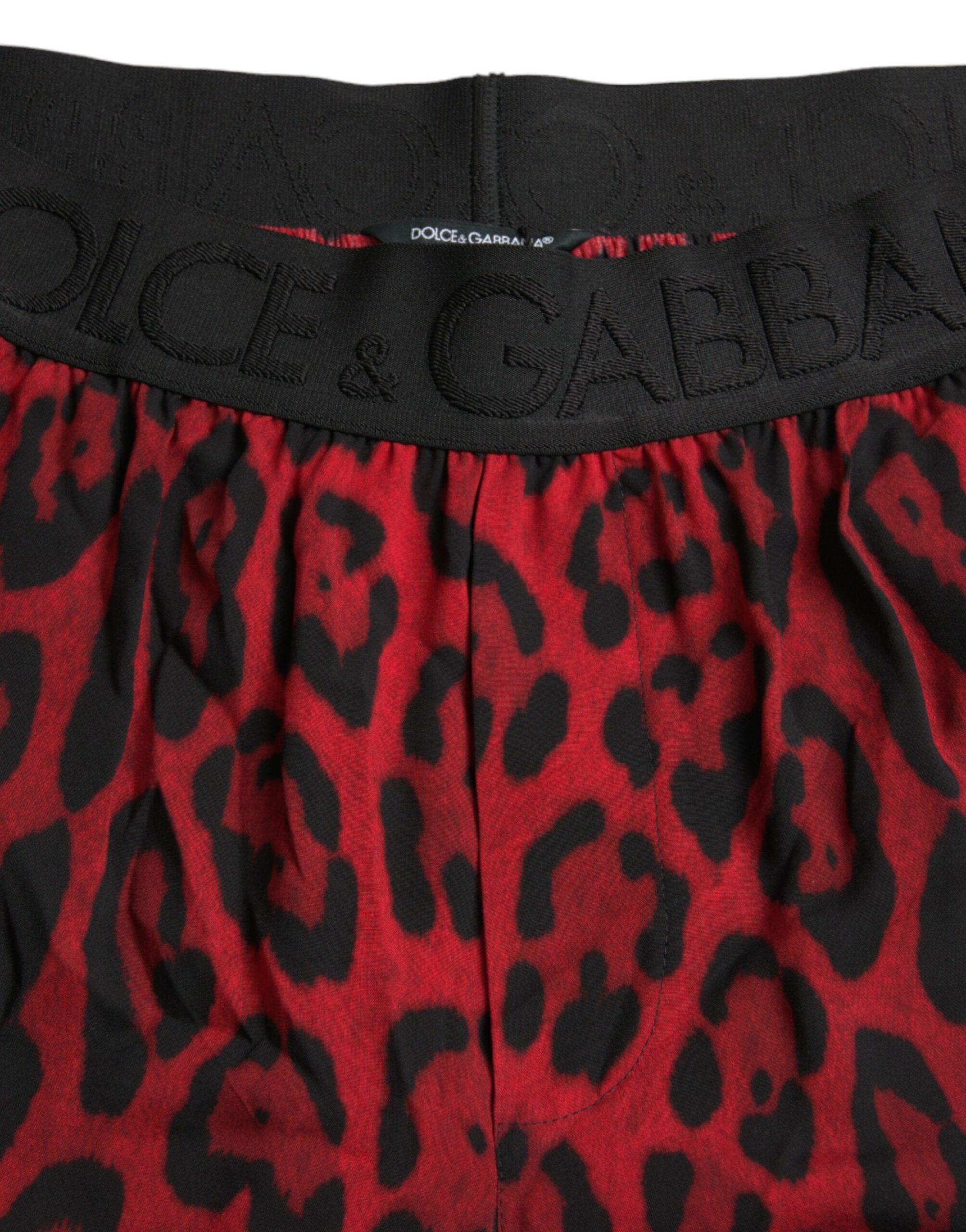 Dolce & Gabbana Rote Bermudashorts mit Leopardenmuster aus Viskose-5