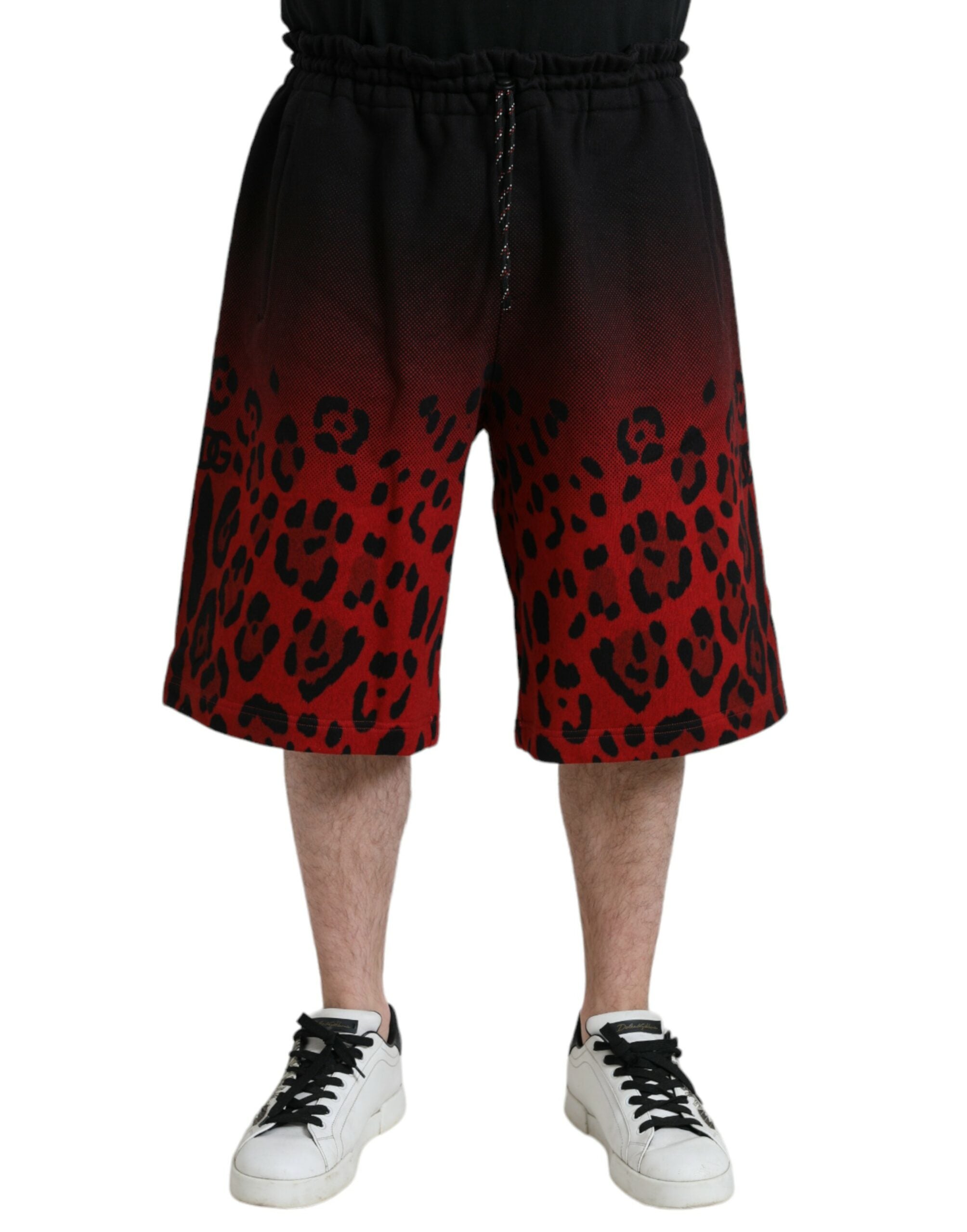 Bermudas Dolce & Gabbana de algodón rojo con estampado de leopardo-1