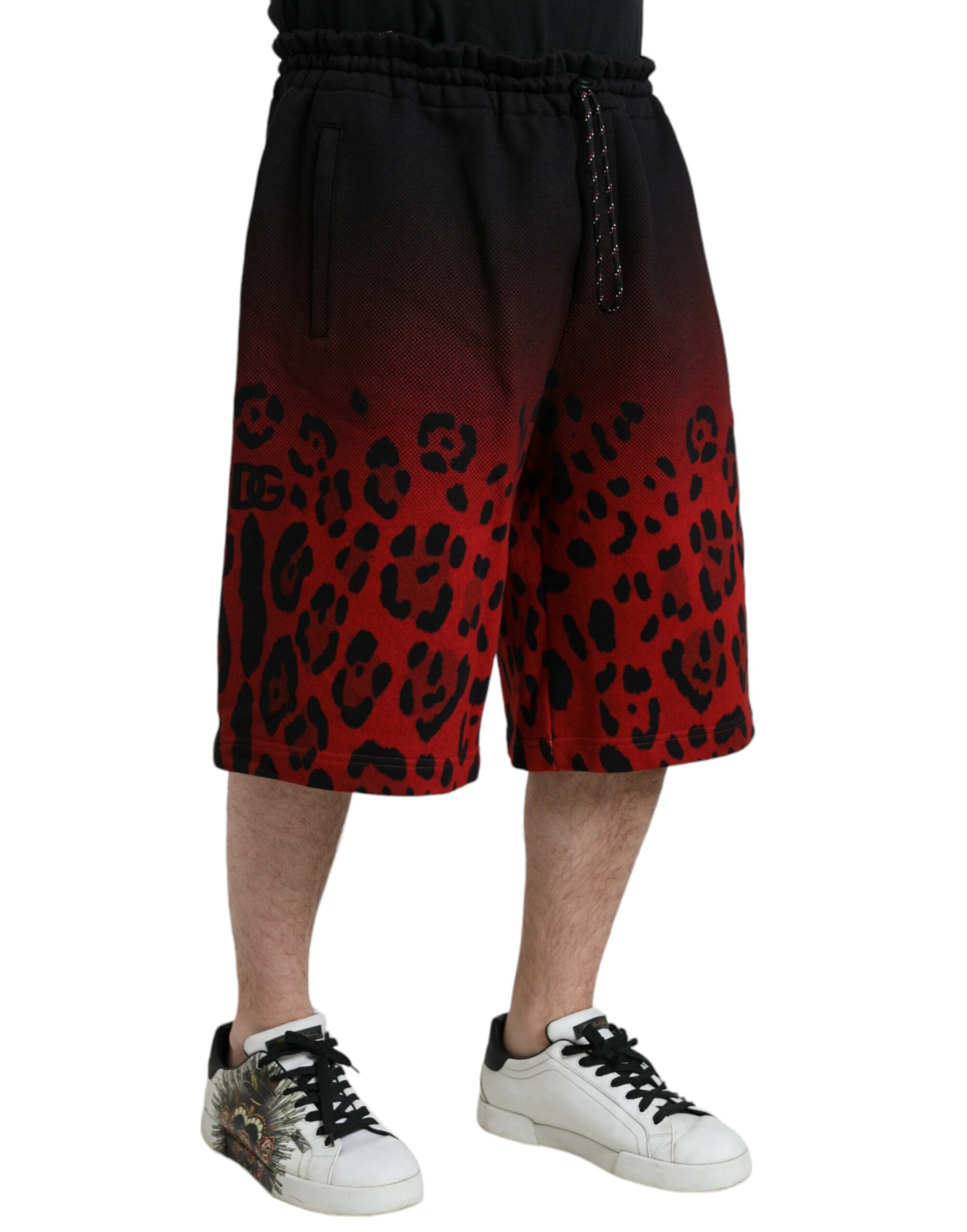 Bermudas Dolce & Gabbana de algodón rojo con estampado de leopardo-3