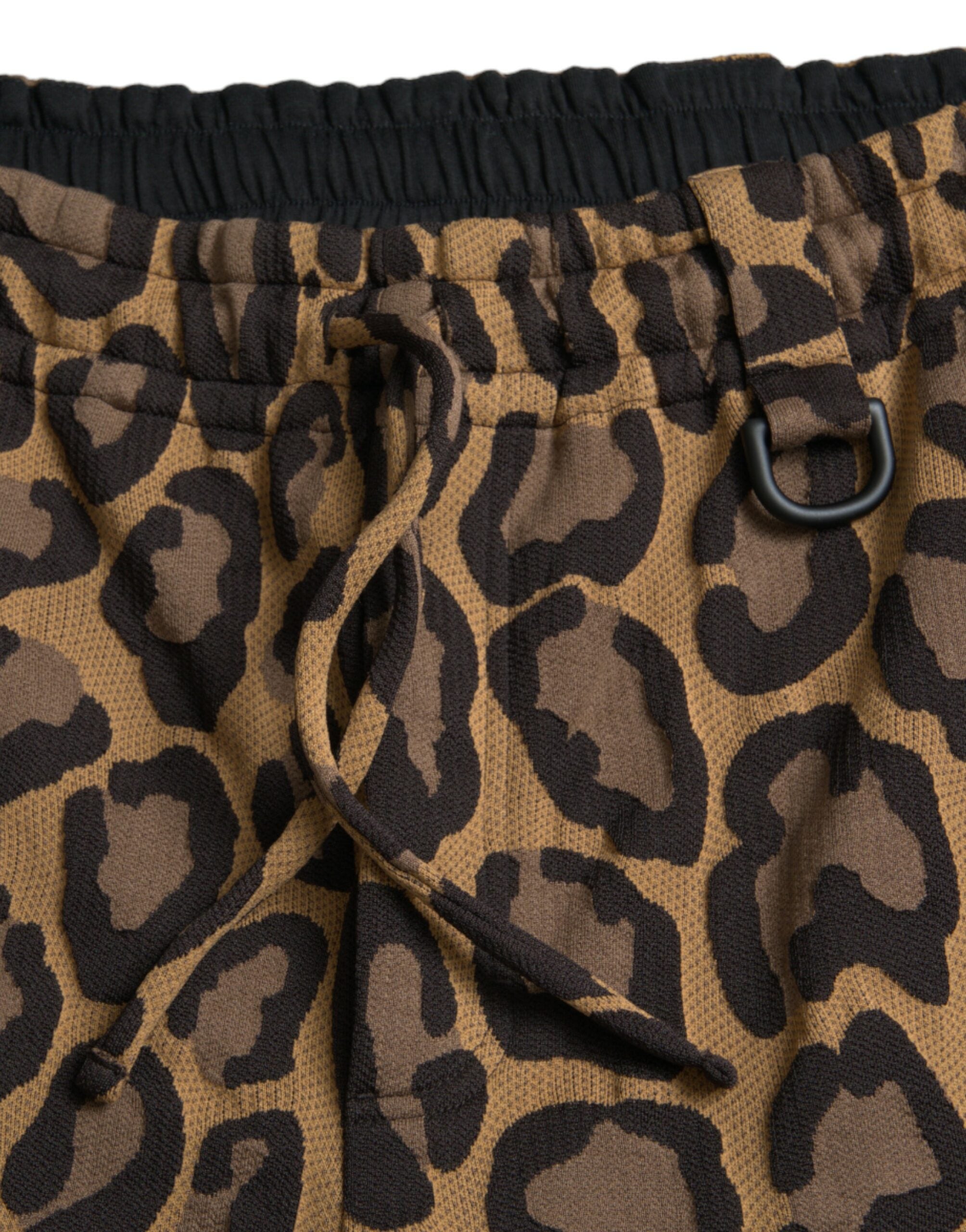 Joggers de poliéster marrón con estampado de leopardo de Dolce & Gabbana-5