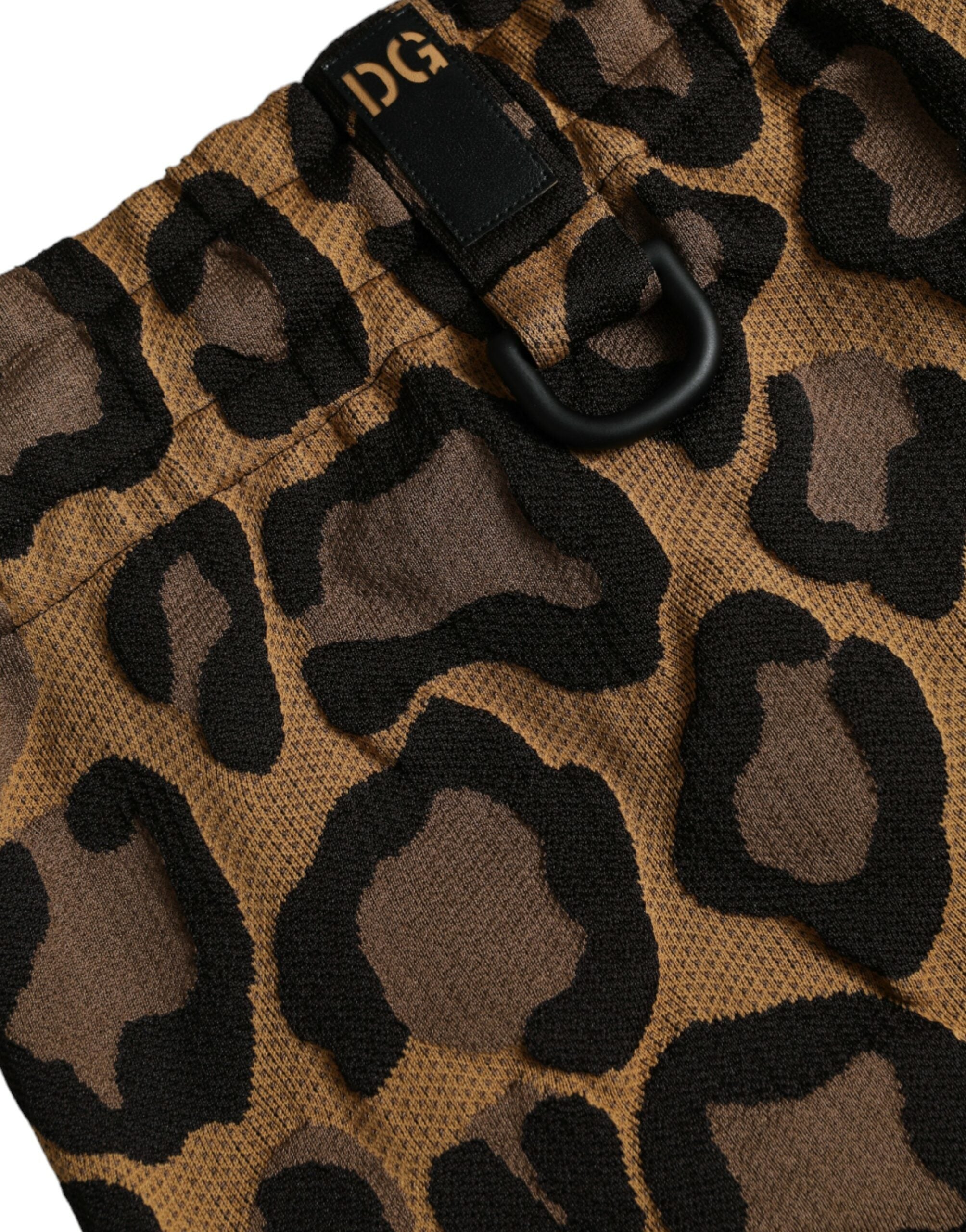 Joggers de poliéster marrón con estampado de leopardo de Dolce & Gabbana-6
