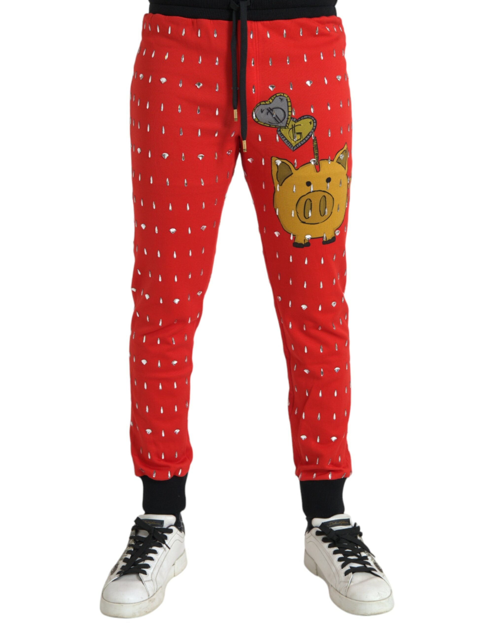 Dolce & Gabbana Red Year of the Pig Jogger Sweatpants Trousers-1