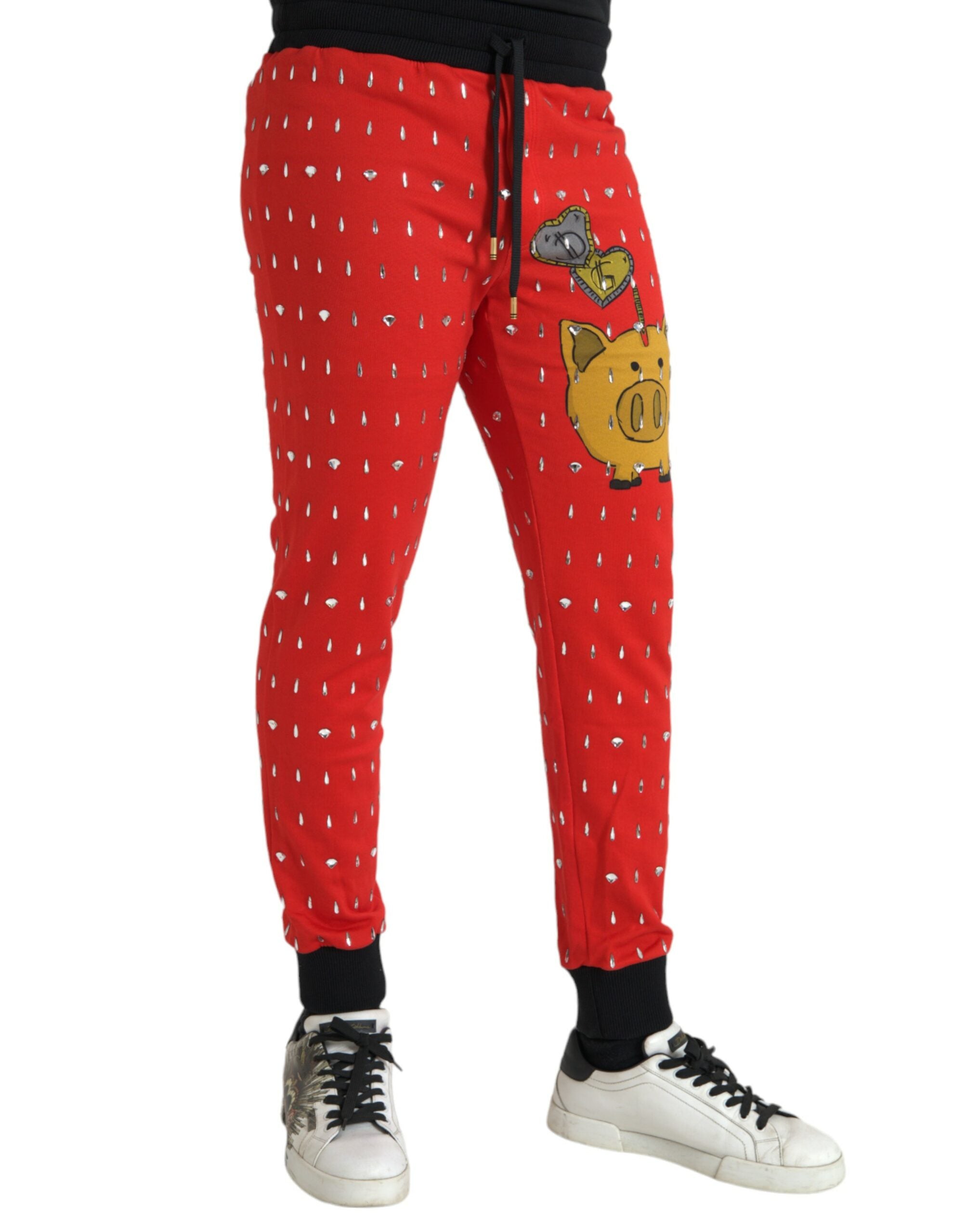 Dolce & Gabbana Red Year of the Pig Jogger Sweatpants Trousers-2