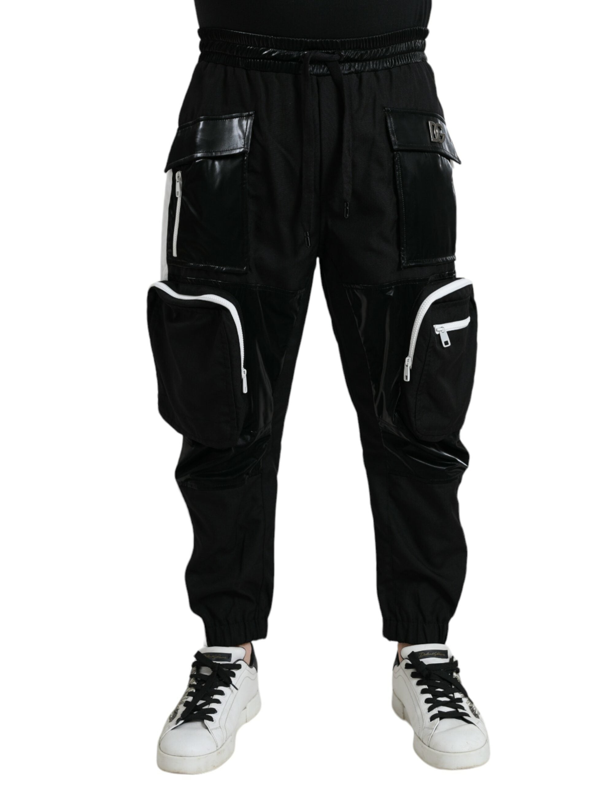 Dolce & Gabbana Black Nylon Cargo Joggers Men's Sweatpants Trousers-1
