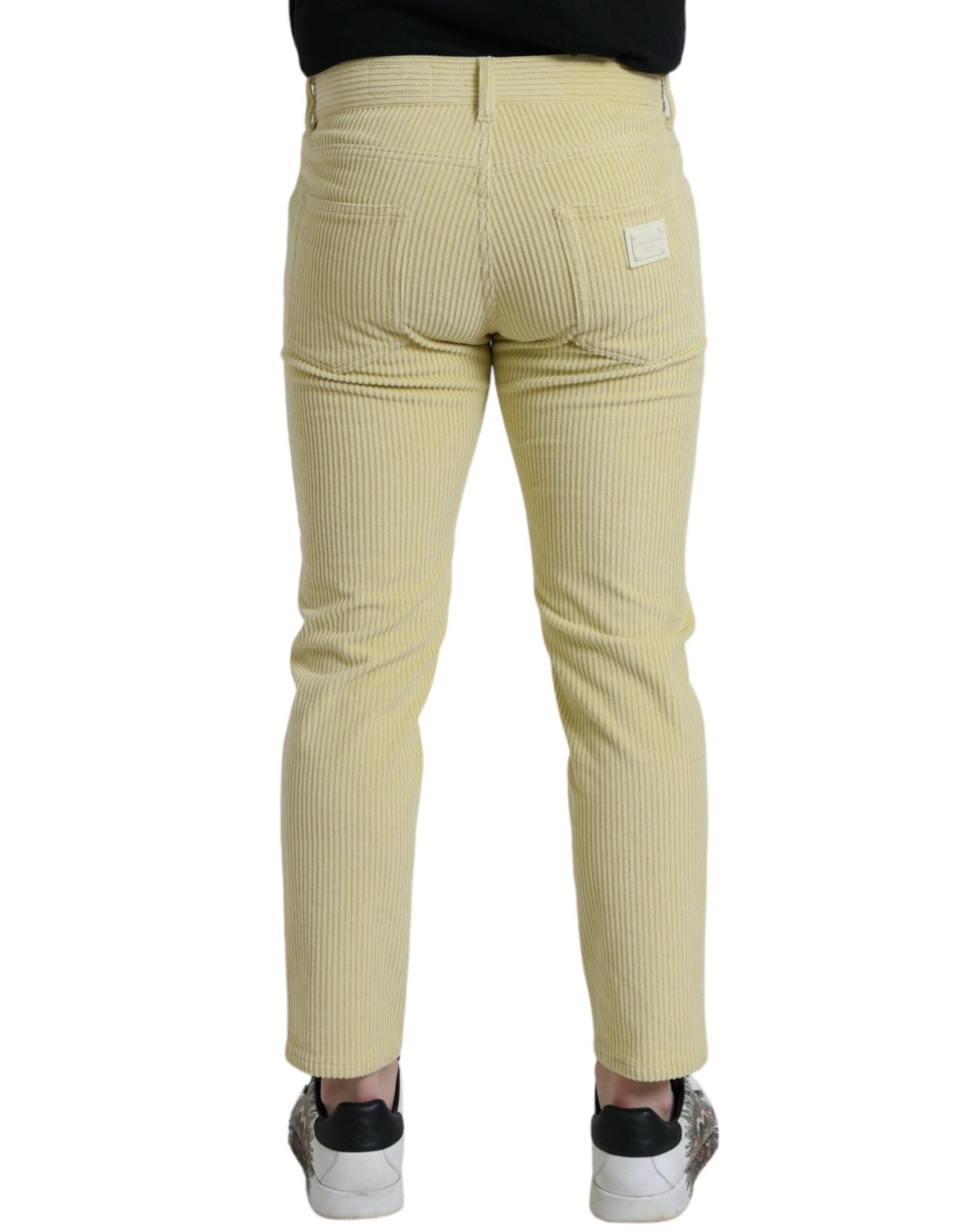 Dolce & Gabbana Gelbe Cord-Logo-Plakette Skinny Denim Jeans-2