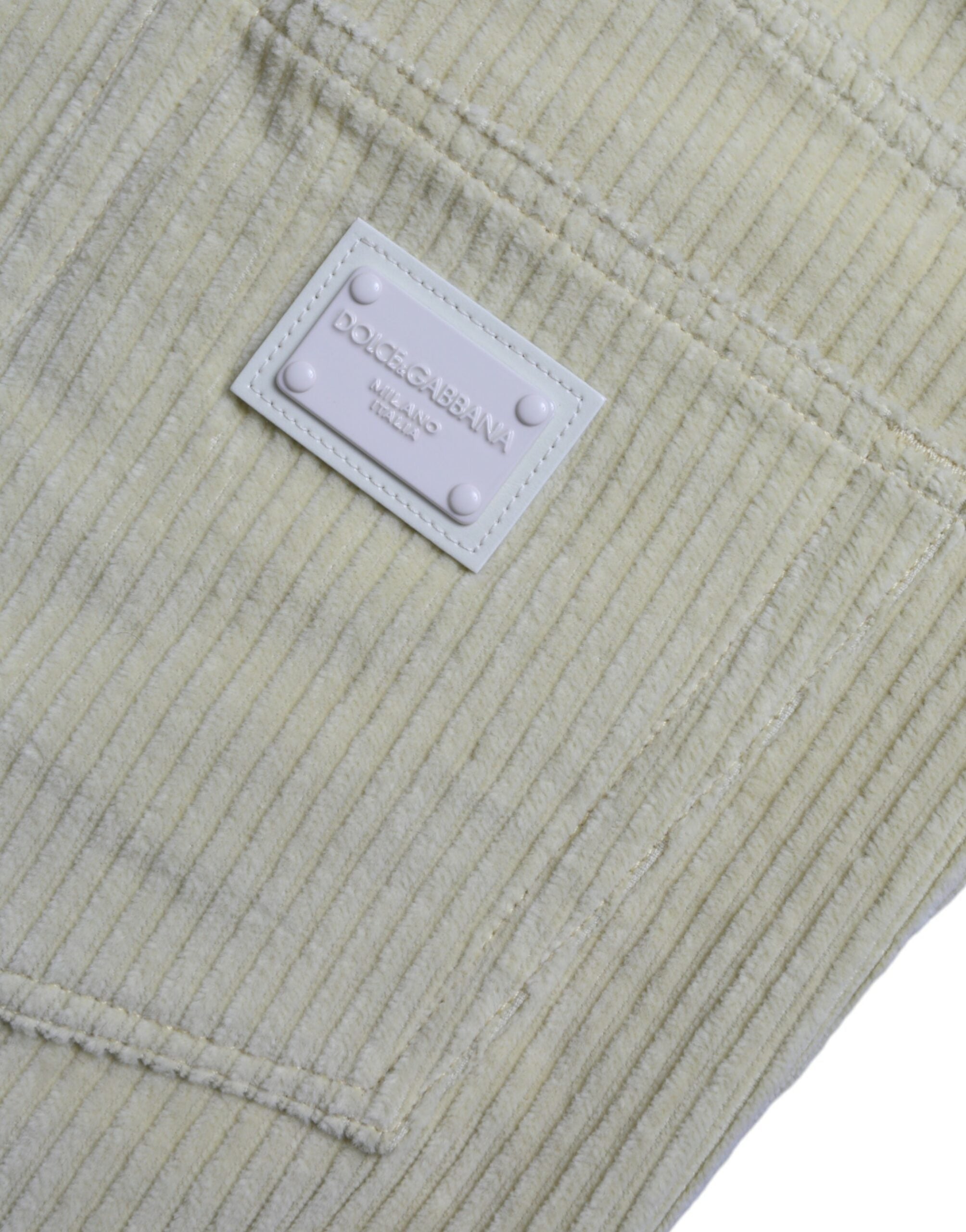 Dolce & Gabbana Gelbe Cord-Logo-Plakette Skinny Denim Jeans-7