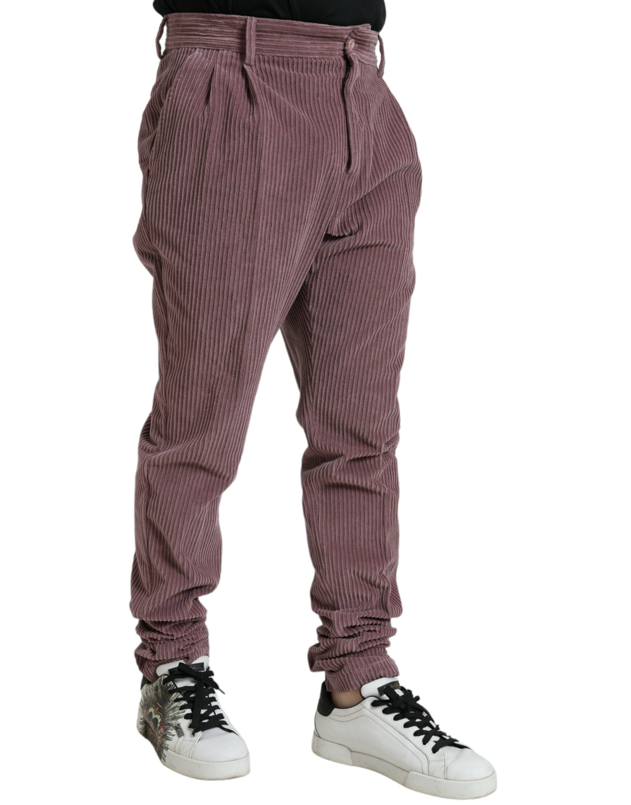 Dolce & Gabbana Purple Corduroy Cotton Stretch Skinny Pants-3