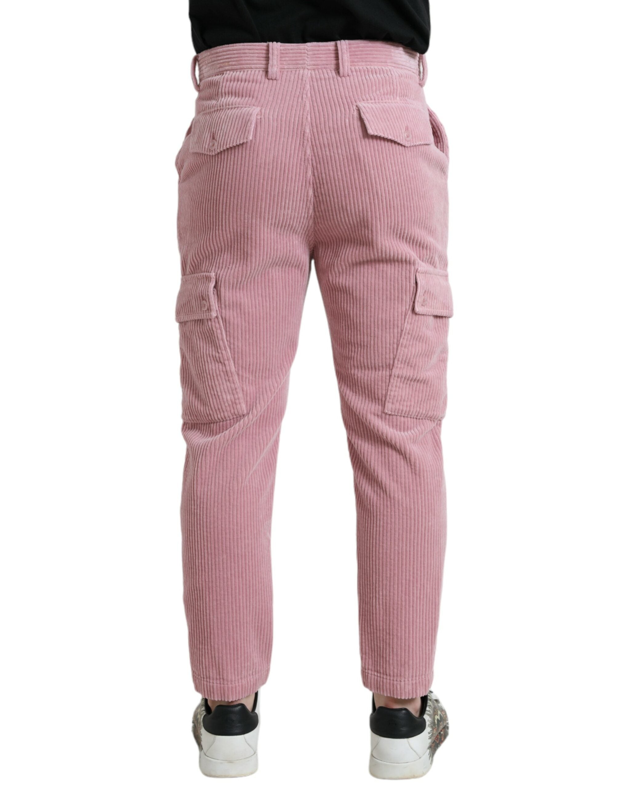 Vaqueros cargo ajustados de pana de algodón elástico en color rosa de Dolce & Gabbana-2
