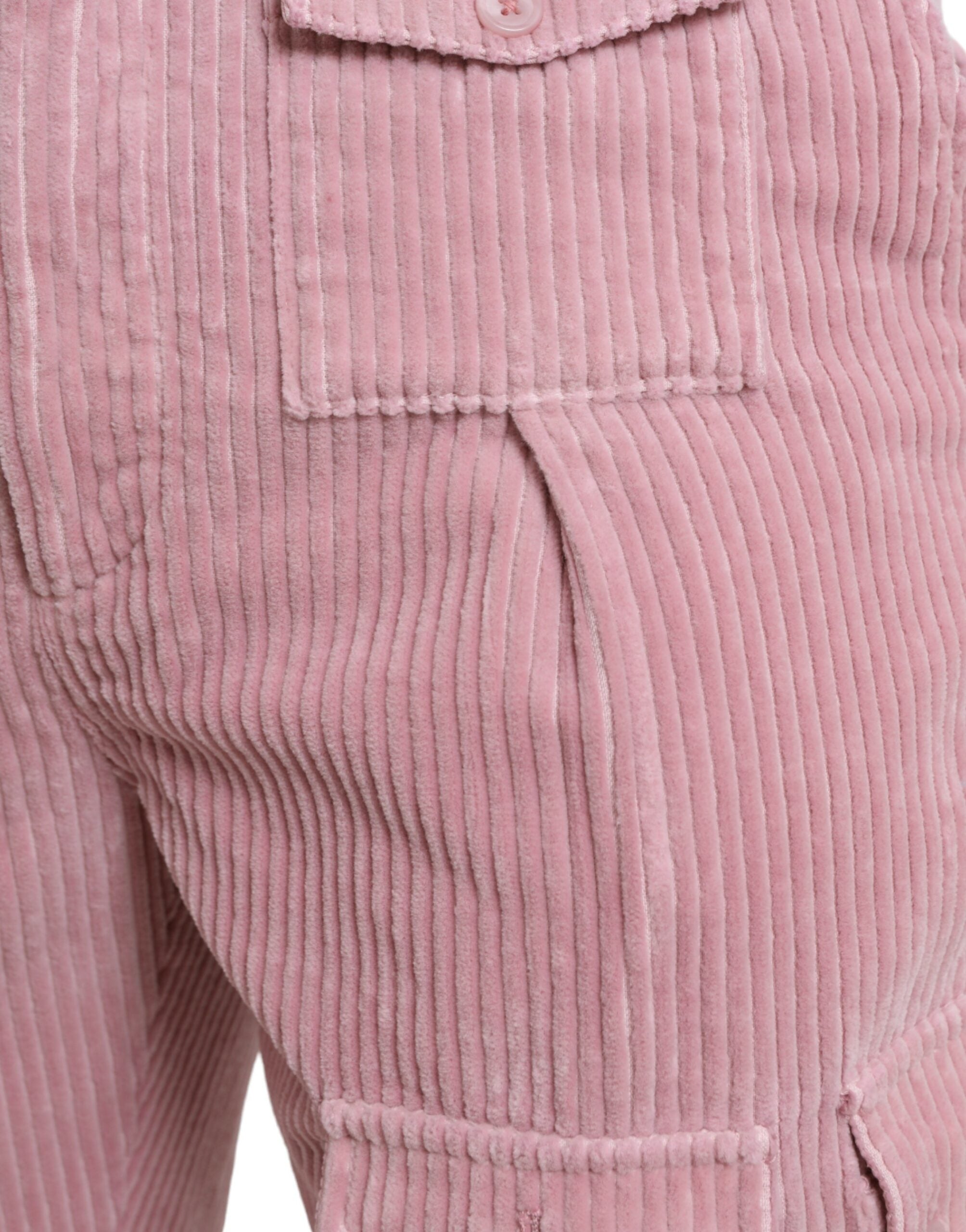 Vaqueros cargo ajustados de pana de algodón elástico en color rosa de Dolce & Gabbana-4