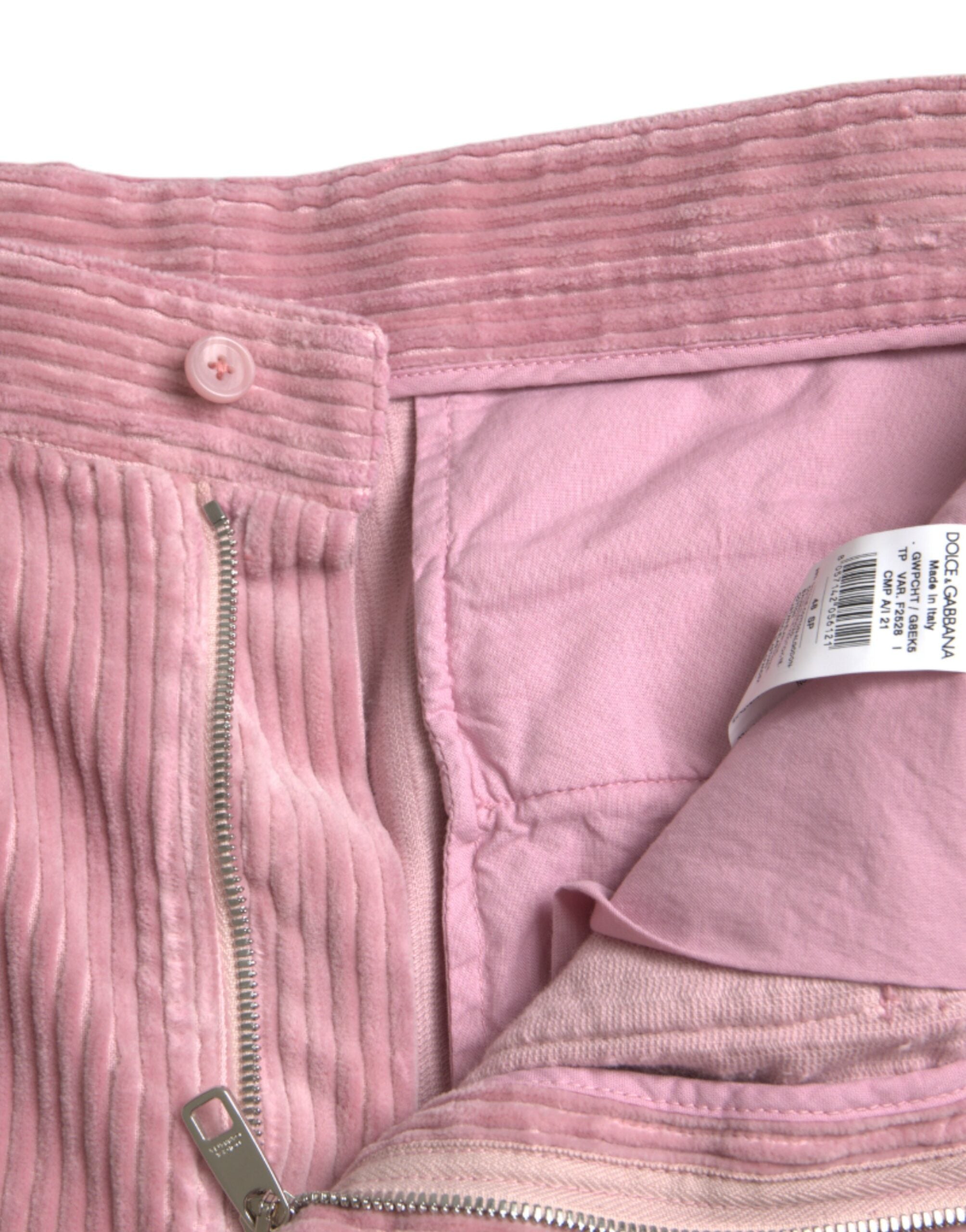 Vaqueros cargo ajustados de pana de algodón elástico en color rosa de Dolce & Gabbana-5