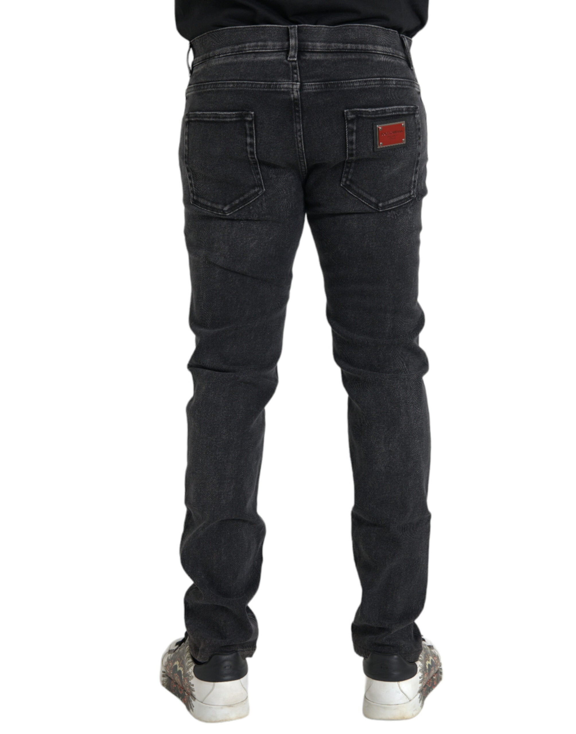 Dolce & Gabbana Grey Cotton Stretch Skinny Denim Jeans with Logo-3