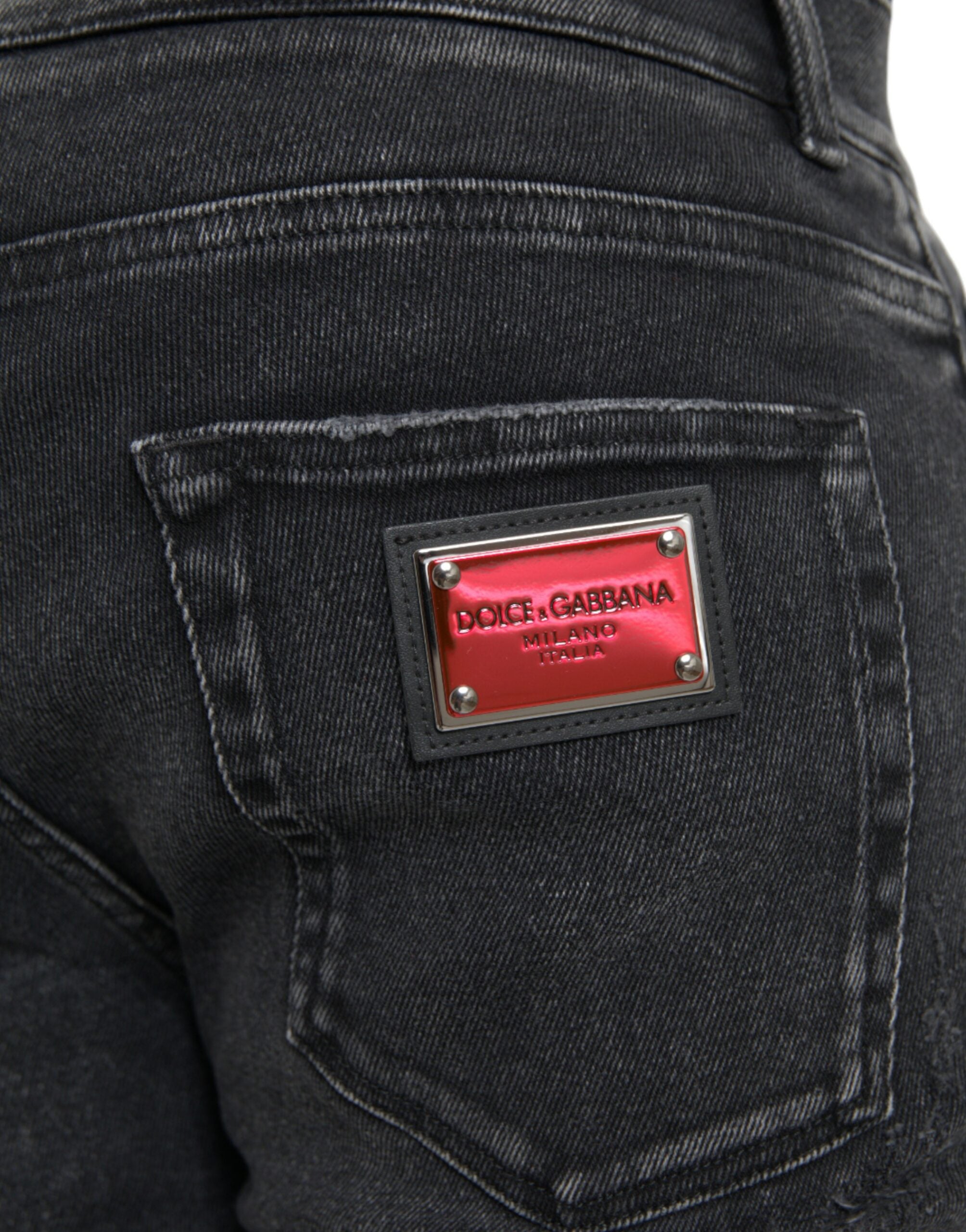 Dolce & Gabbana Grey Cotton Stretch Skinny Denim Jeans with Logo-5