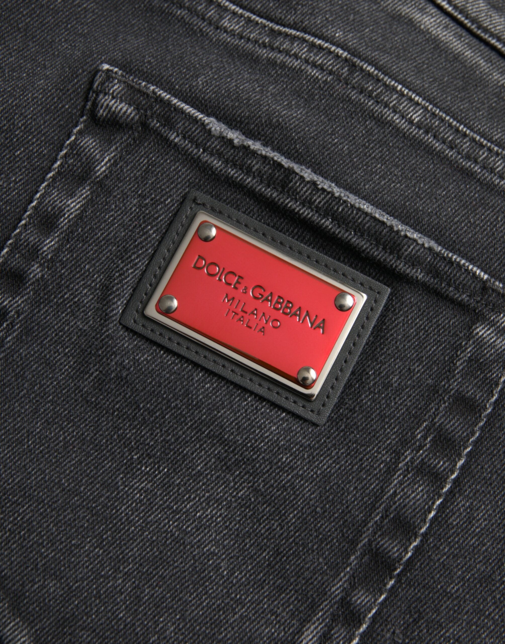 Dolce & Gabbana Grey Cotton Stretch Skinny Denim Jeans with Logo-8