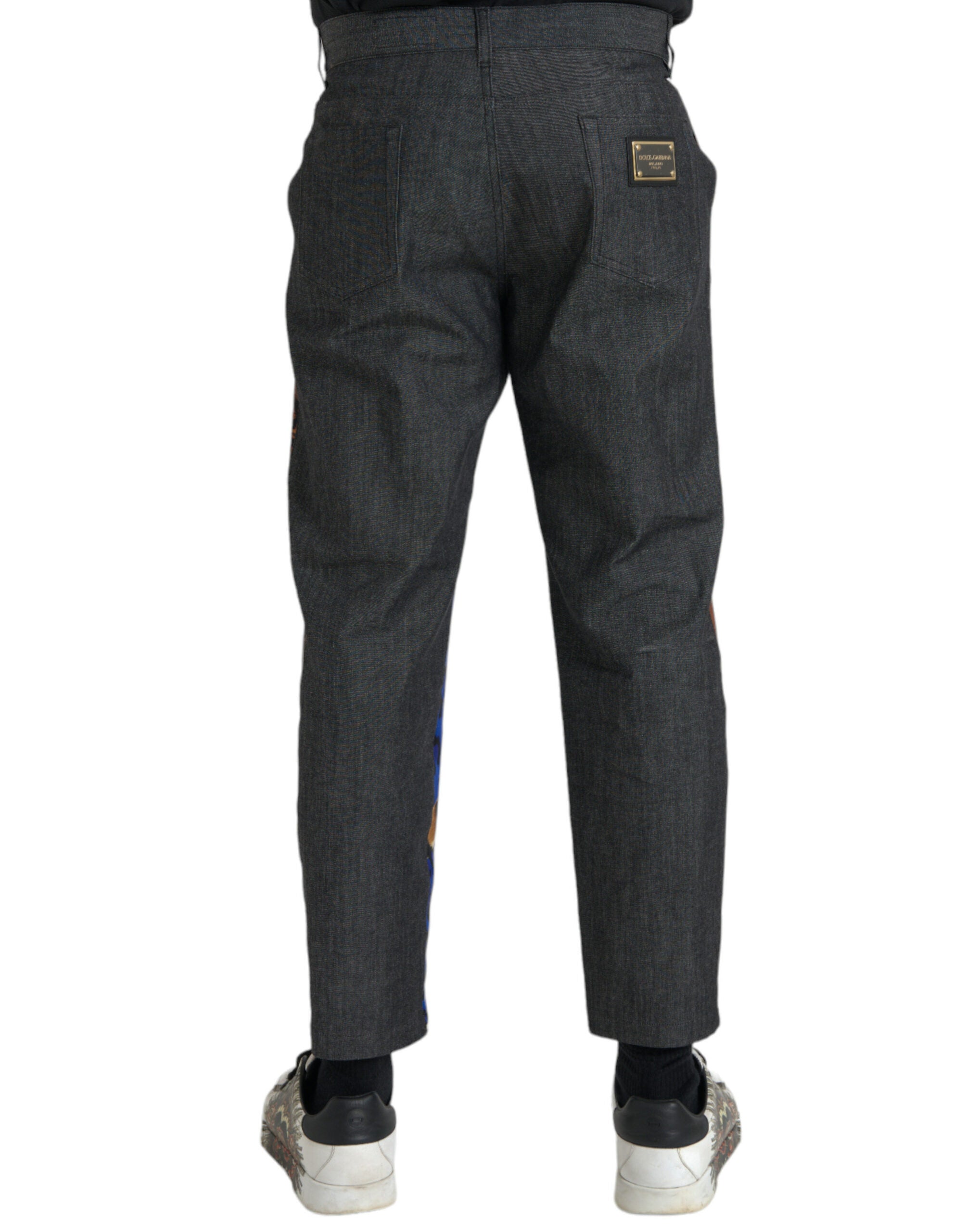 Dolce & Gabbana Multicolor Tiger Leopard Cotton Loose Tapered Pants-3