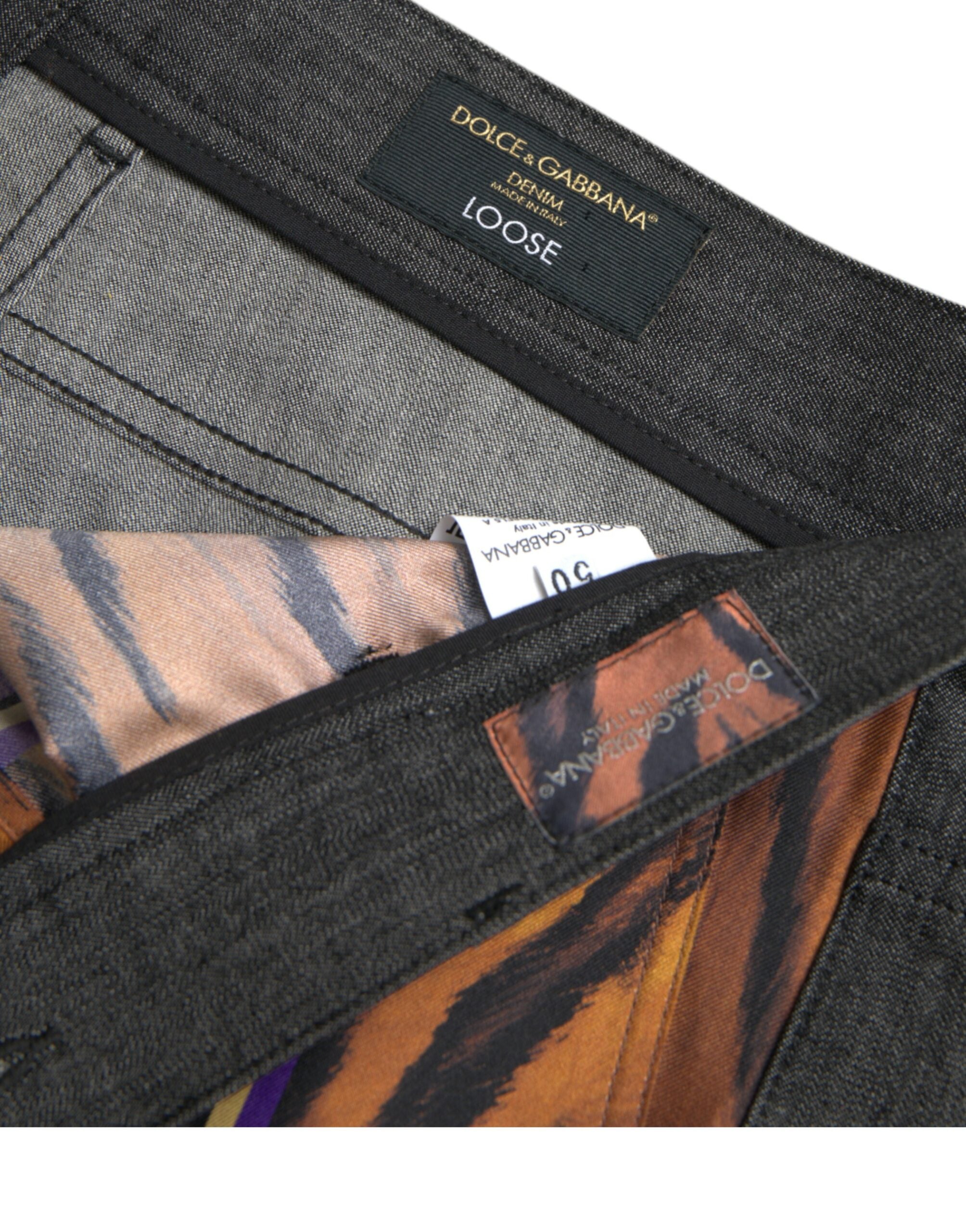 Dolce & Gabbana Multicolor Tiger Leopard Cotton Loose Tapered Pants-6