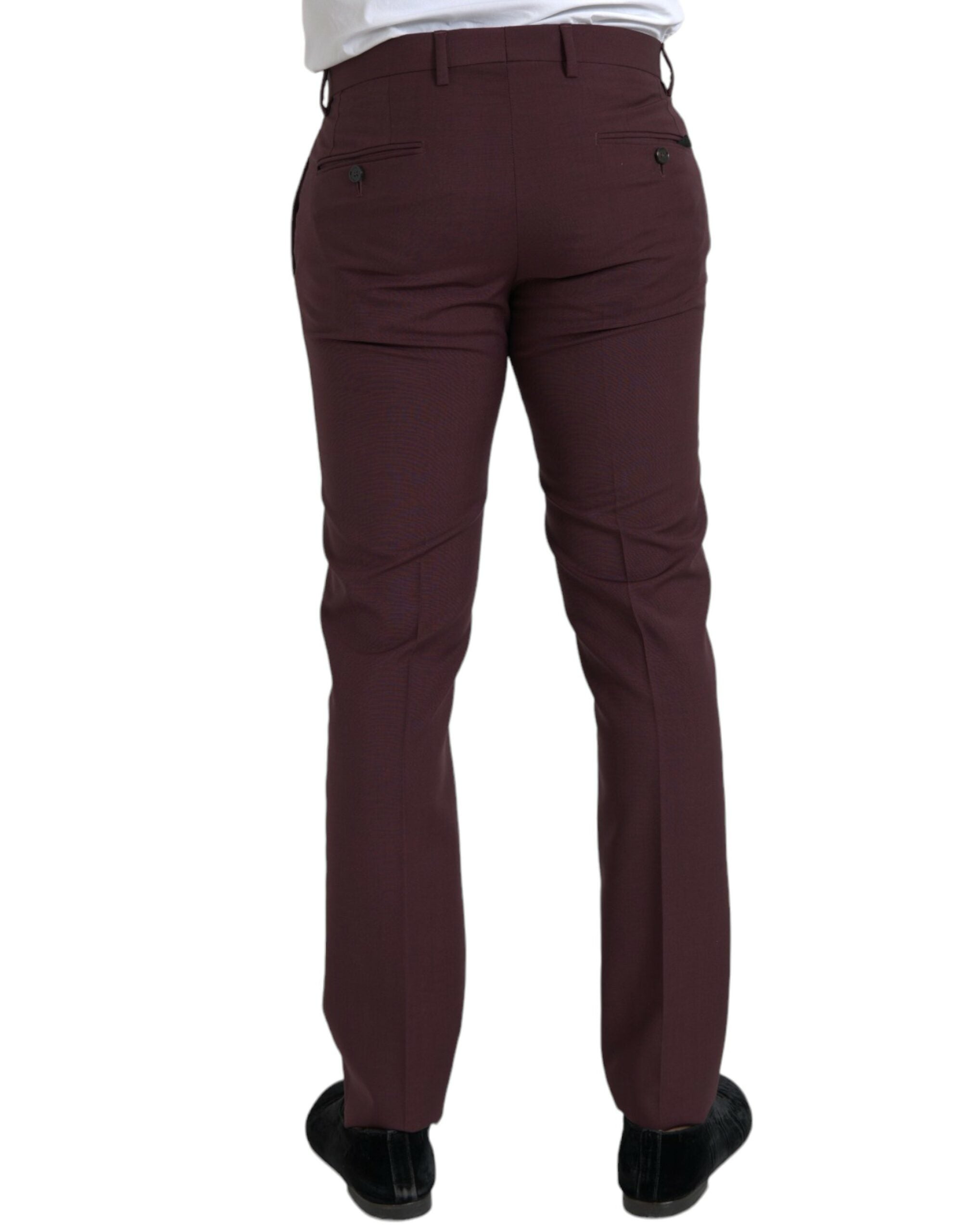 Dolce & Gabbana Chestnut Brown Wool Men's Slim Fit Dress Trousers-3