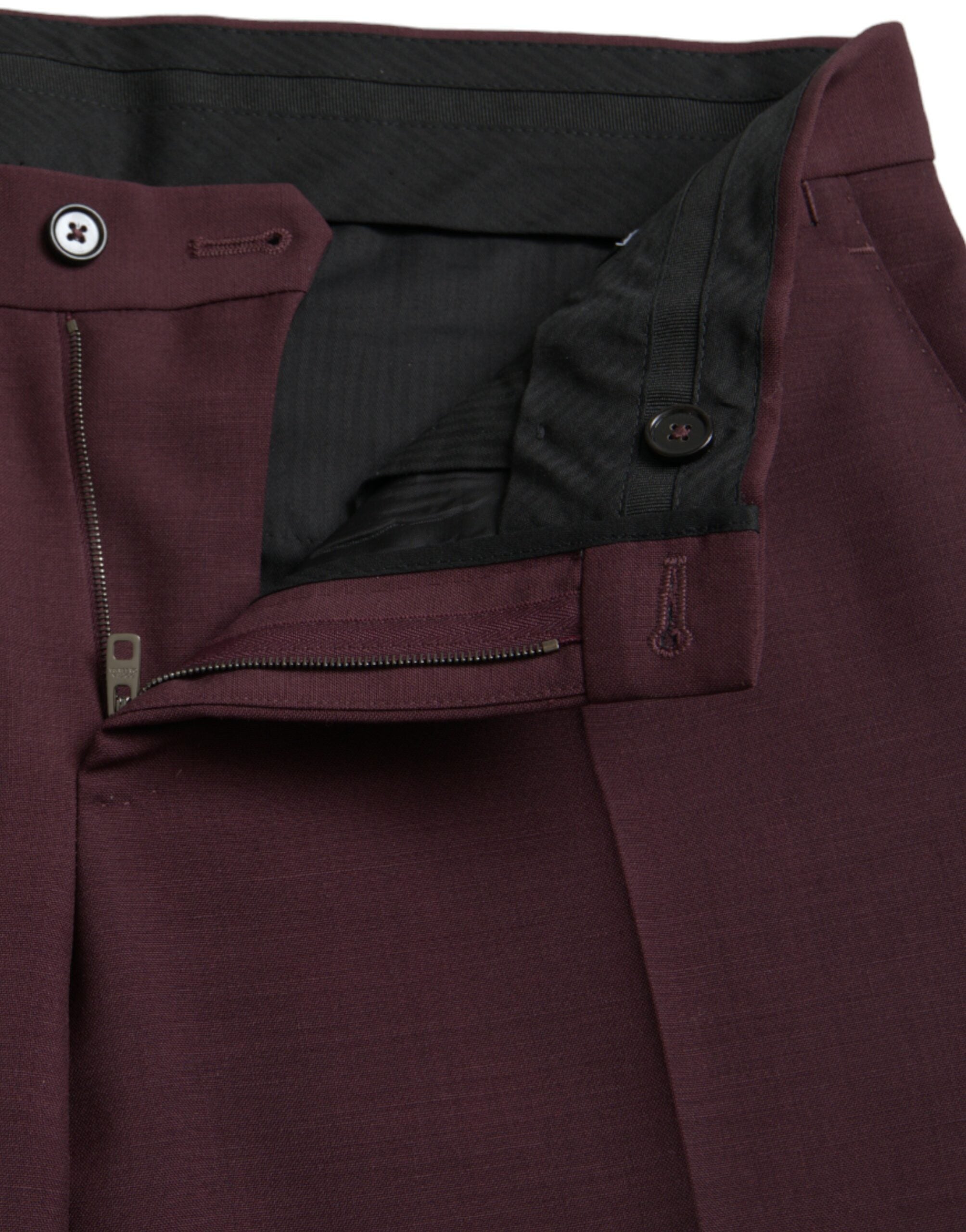 Dolce & Gabbana Chestnut Brown Wool Men's Slim Fit Dress Trousers-5