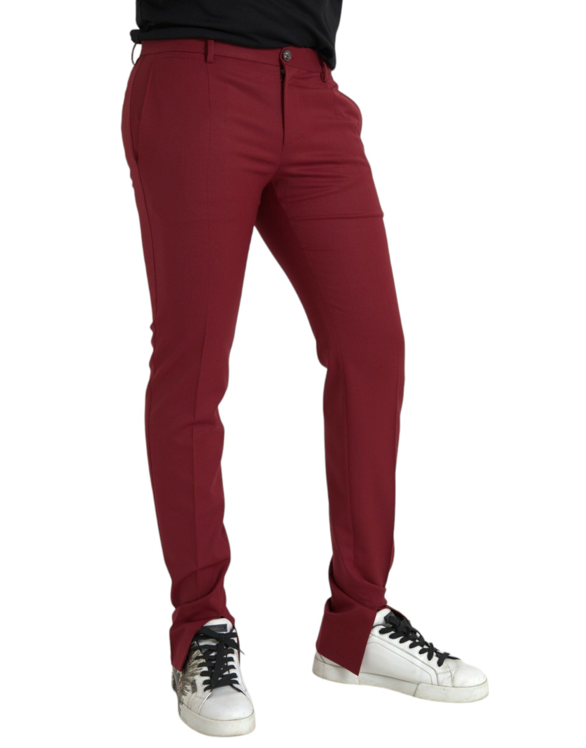 Dolce & Gabbana Red Wool Men's Slim Fit Dress Trousers-2