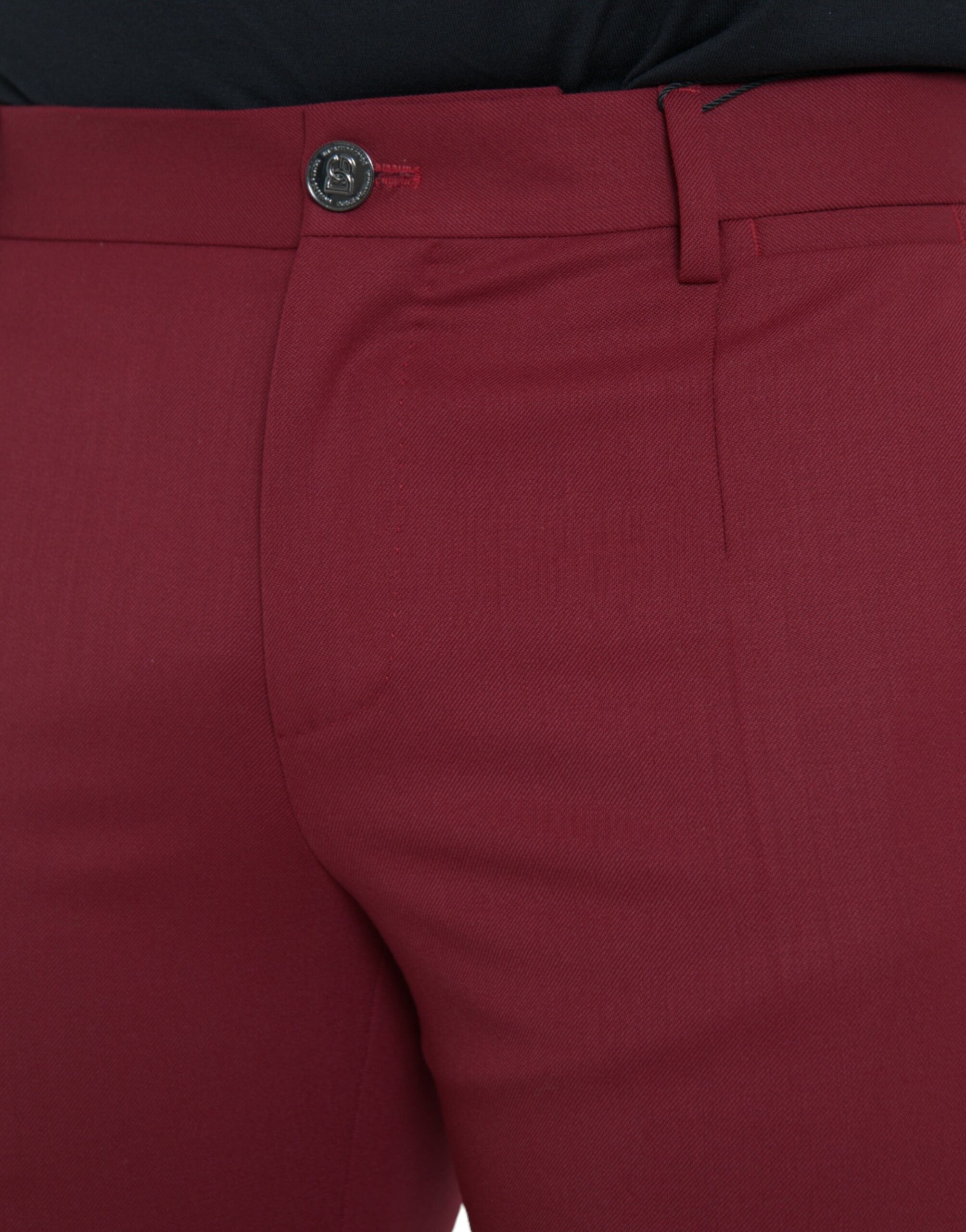 Dolce & Gabbana Red Wool Men's Slim Fit Dress Trousers-4