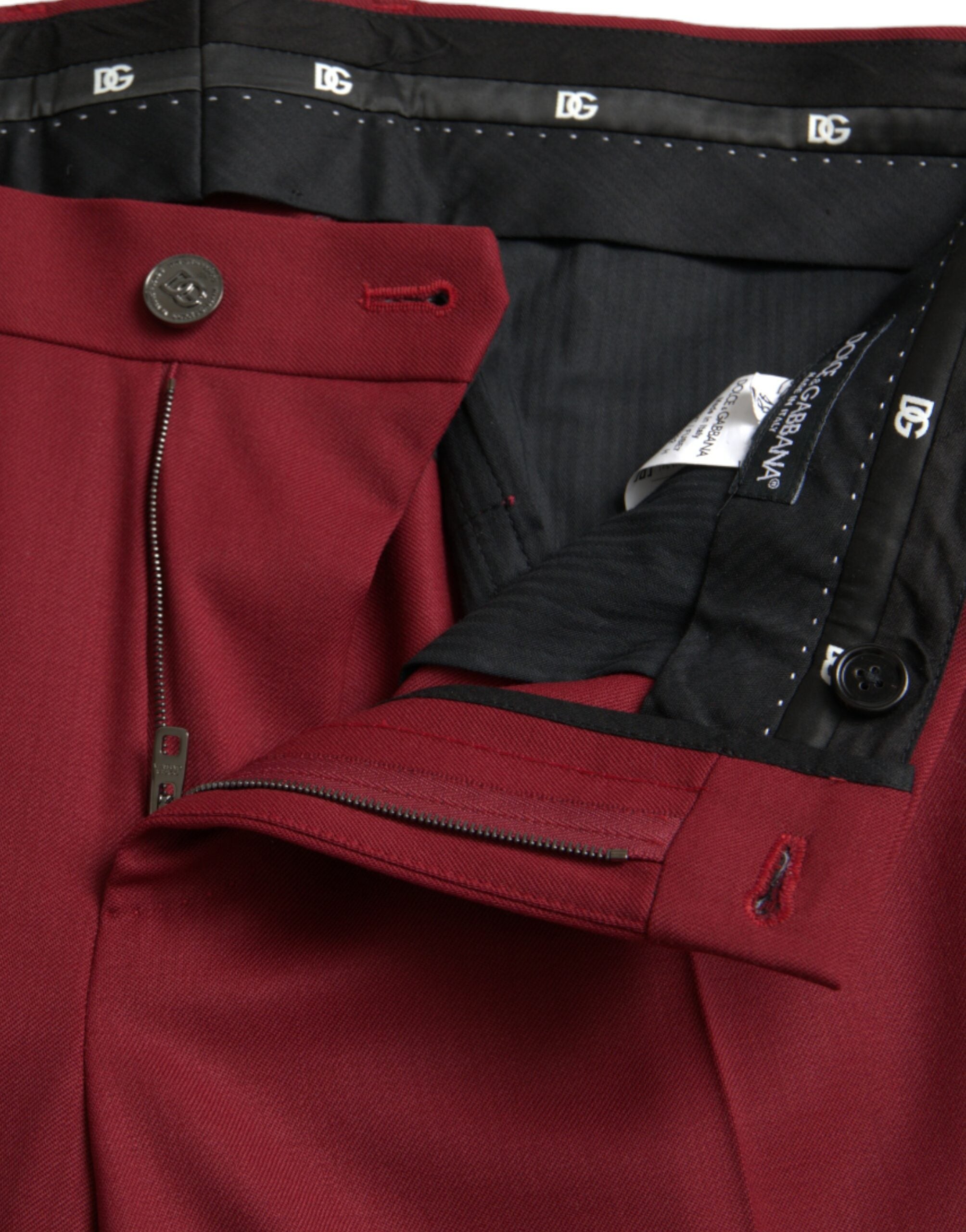 Dolce & Gabbana Red Wool Men's Slim Fit Dress Trousers-5
