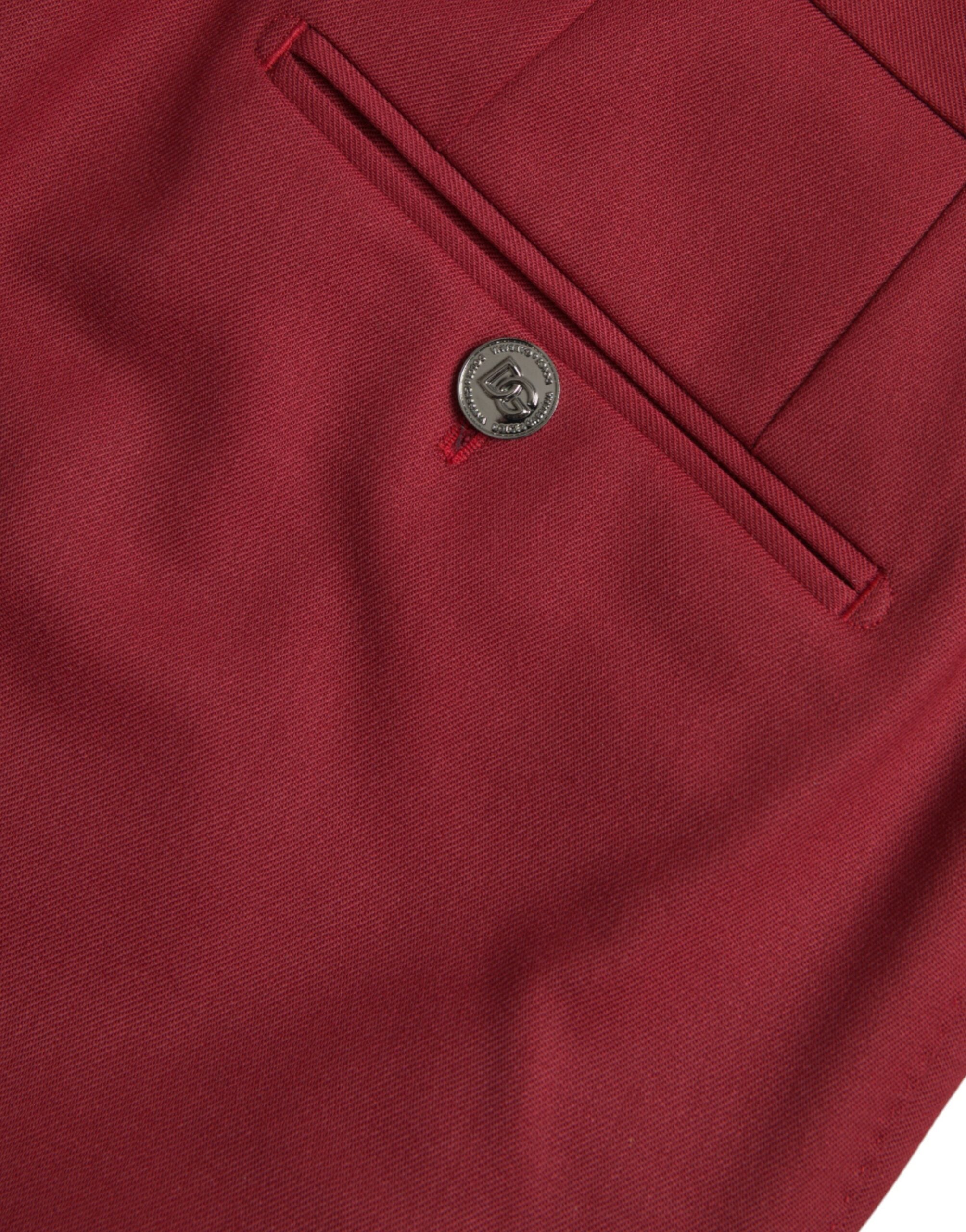 Dolce & Gabbana Red Wool Men's Slim Fit Dress Trousers-6