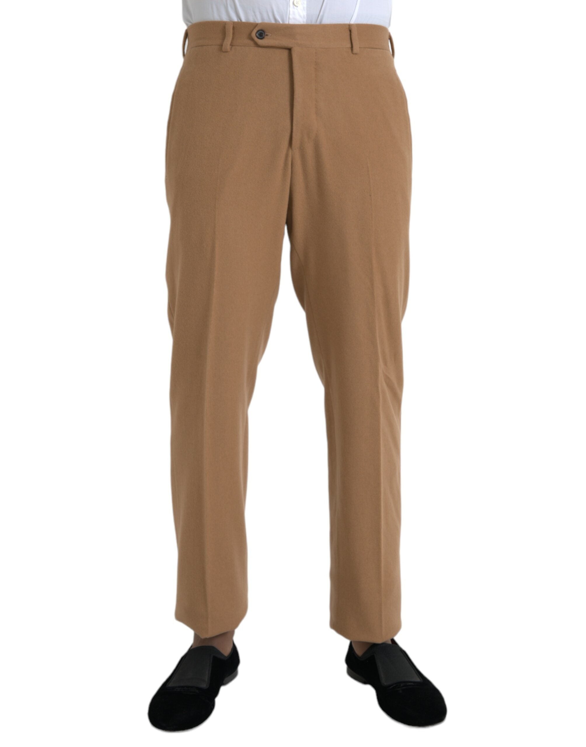 Prada Beige Cashmere Men's Straight Fit Dress Trousers-1