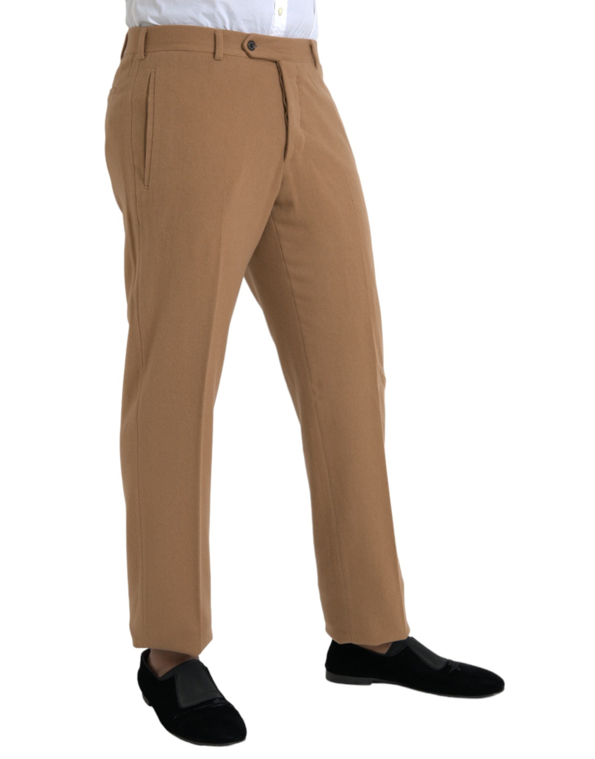 Prada Beige Cashmere Men's Straight Fit Dress Trousers-2