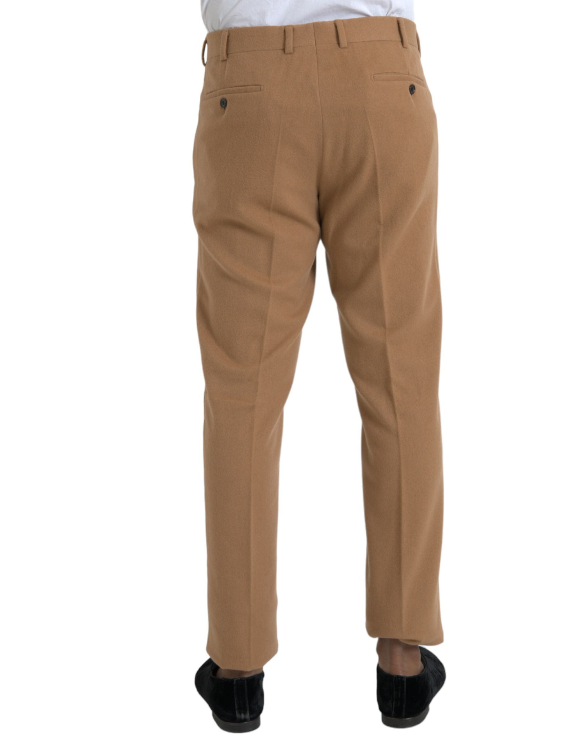 Prada Beige Cashmere Men's Straight Fit Dress Trousers-3