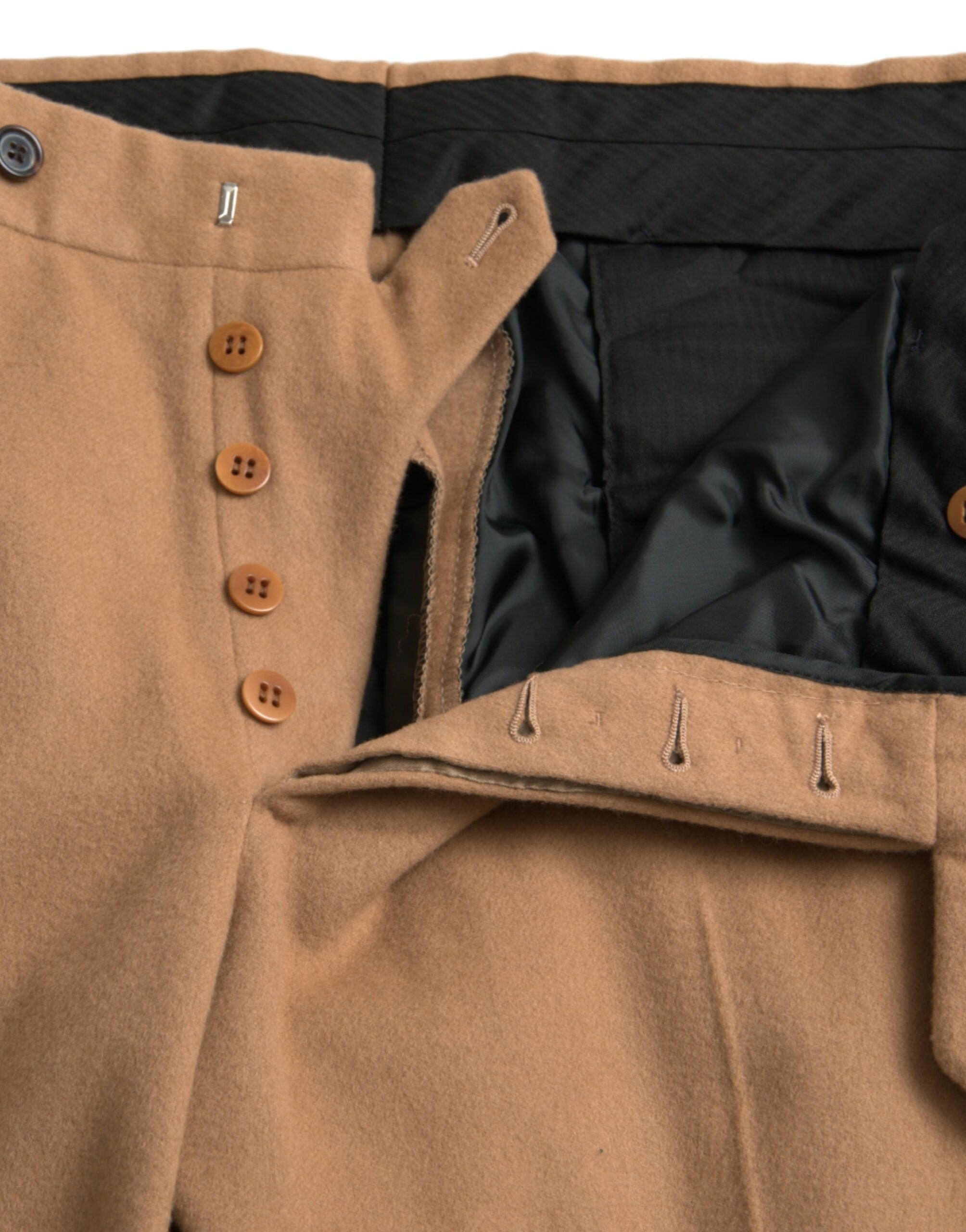 Prada Beige Cashmere Men's Straight Fit Dress Trousers-5