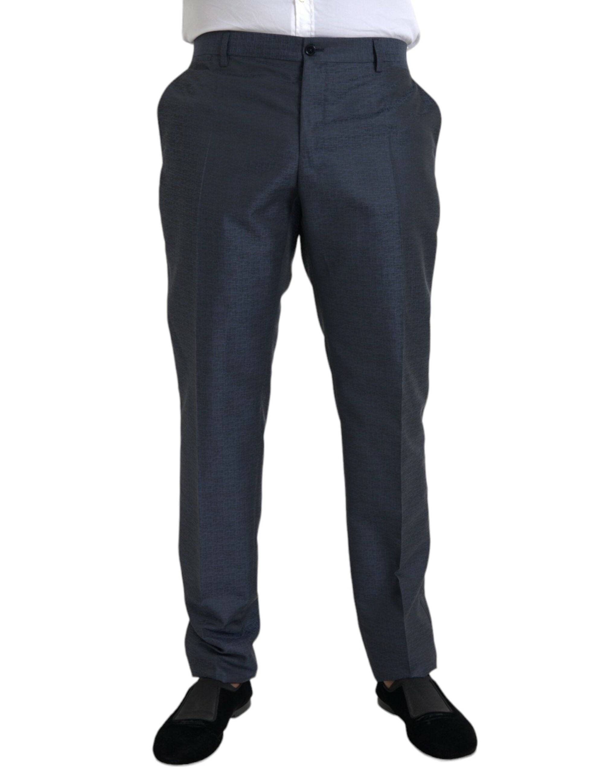 Dolce & Gabbana Blue Wool Men's Skinny Dress Trousers-1