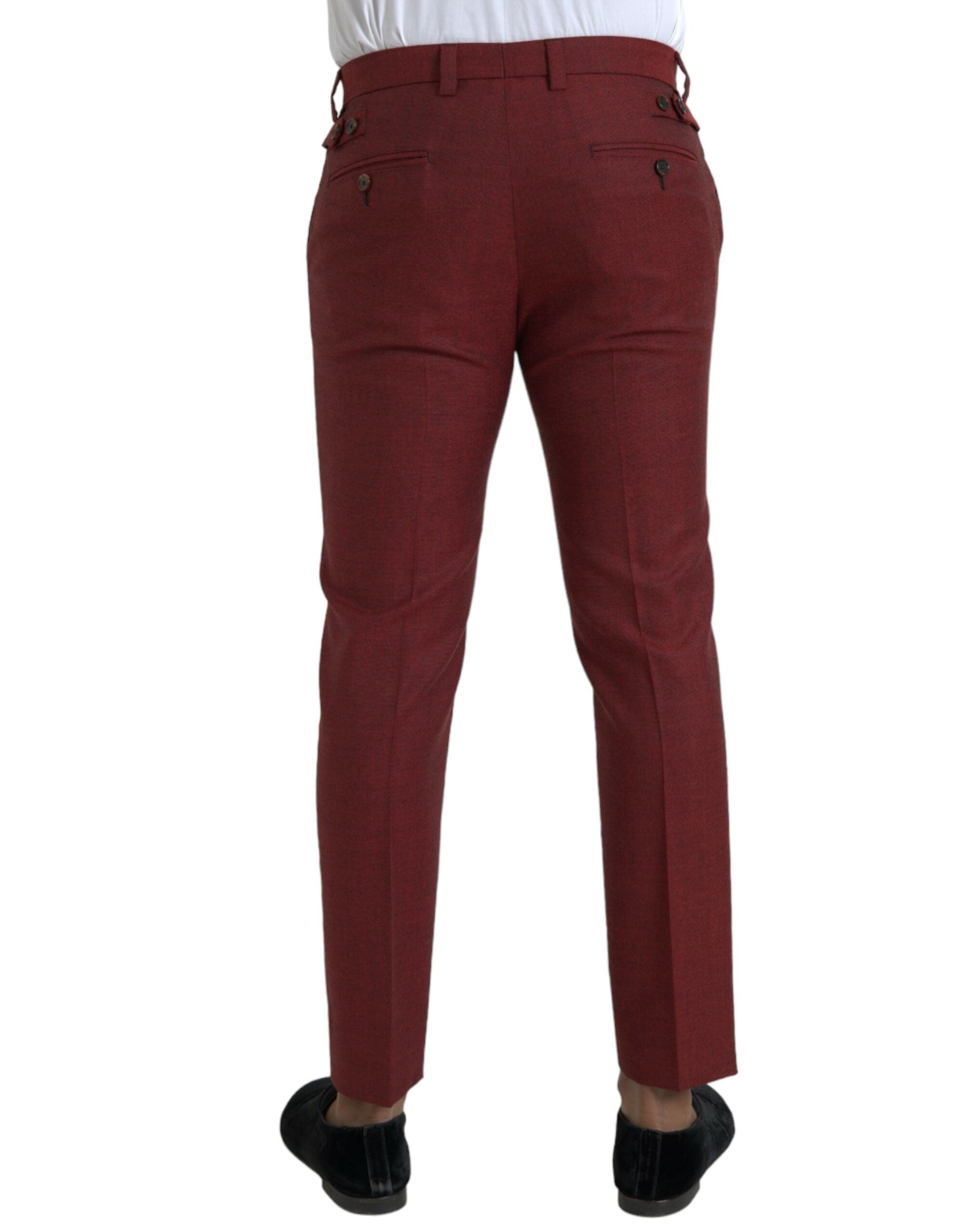 Dolce & Gabbana Maroon Wool Herren Skinny Dress Hose-3