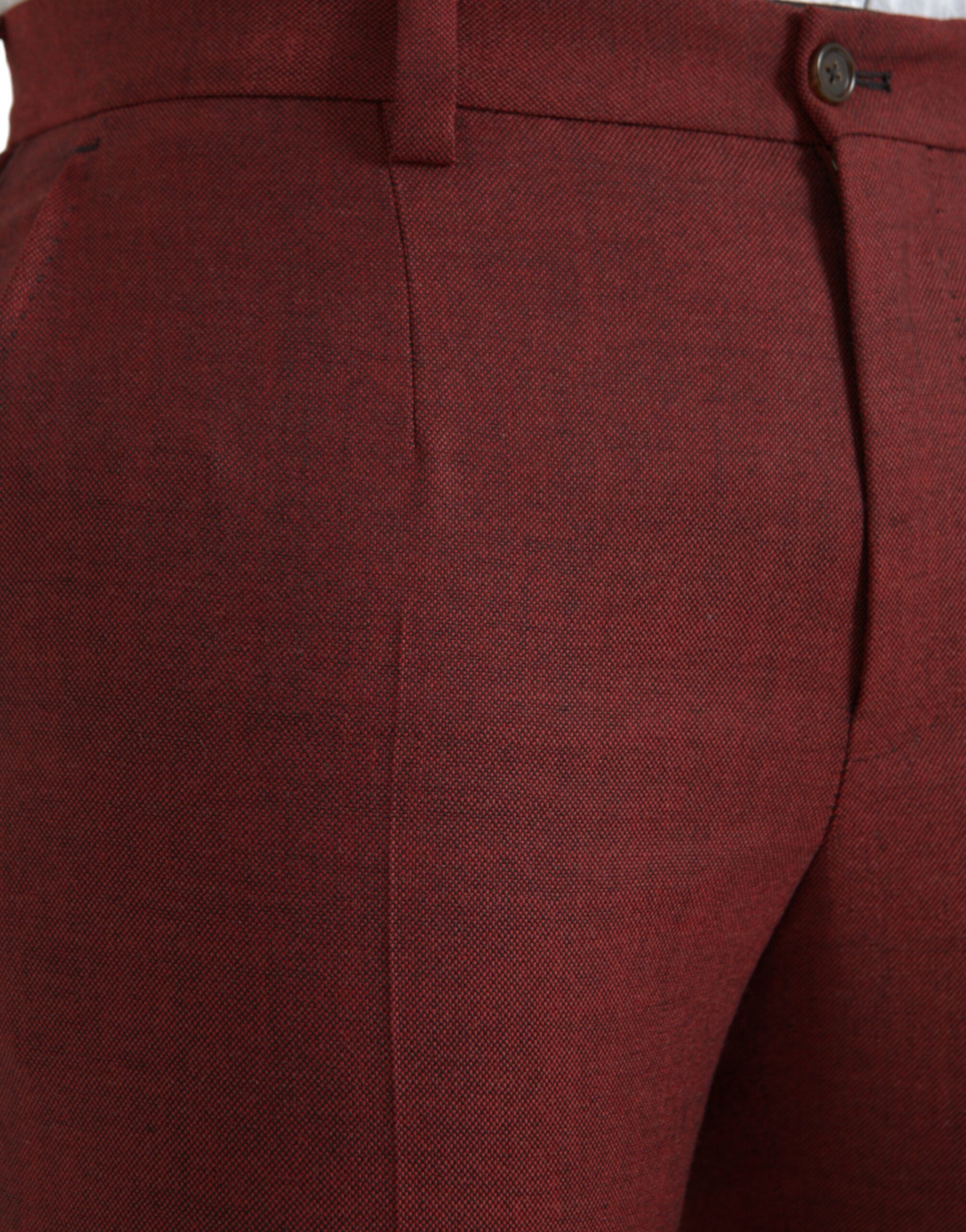 Dolce & Gabbana Maroon Wool Herren Skinny Dress Hose-4