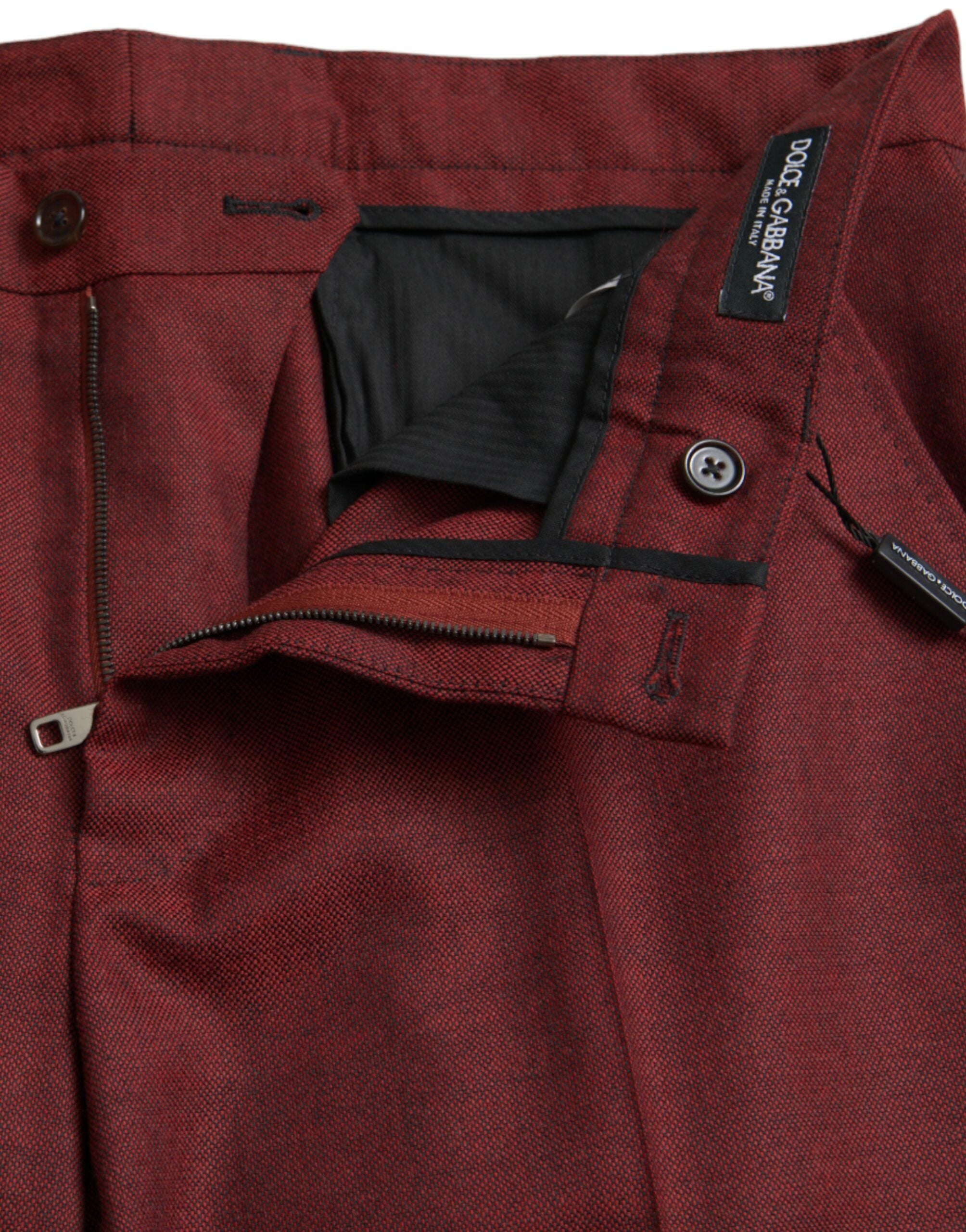 Dolce & Gabbana Maroon Wool Herren Skinny Dress Hose-5
