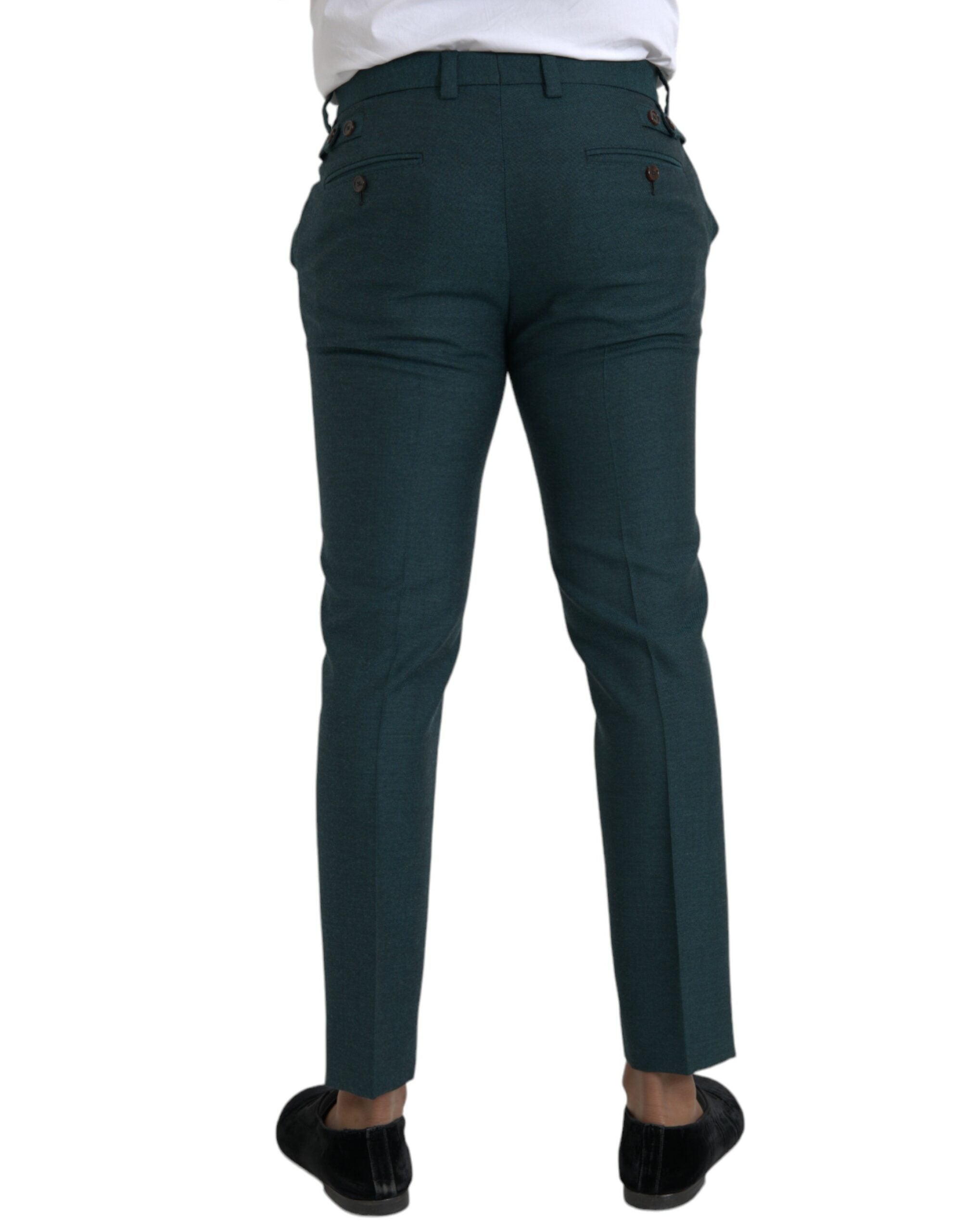 Dolce & Gabbana Grüne Skinny Slim Dress Hose aus Wolle-3
