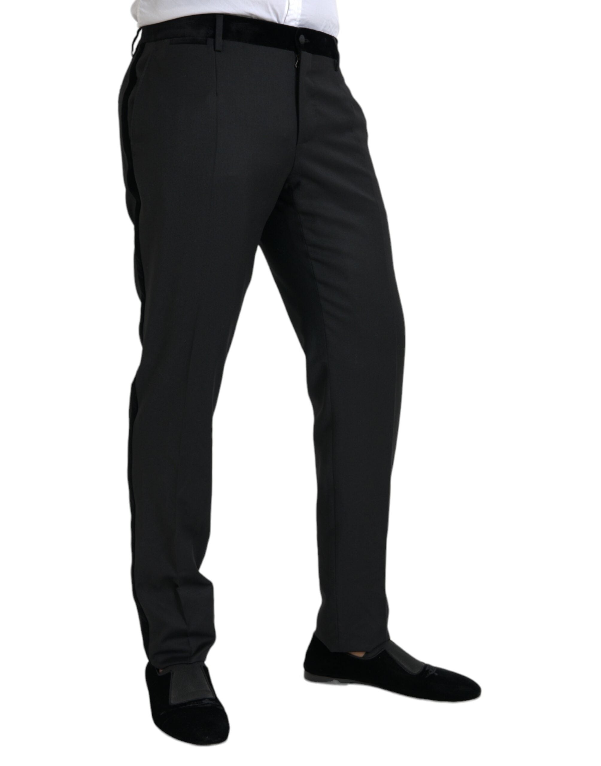 Pantalones de vestir ajustados de seda negra para hombre de Dolce & Gabbana-2